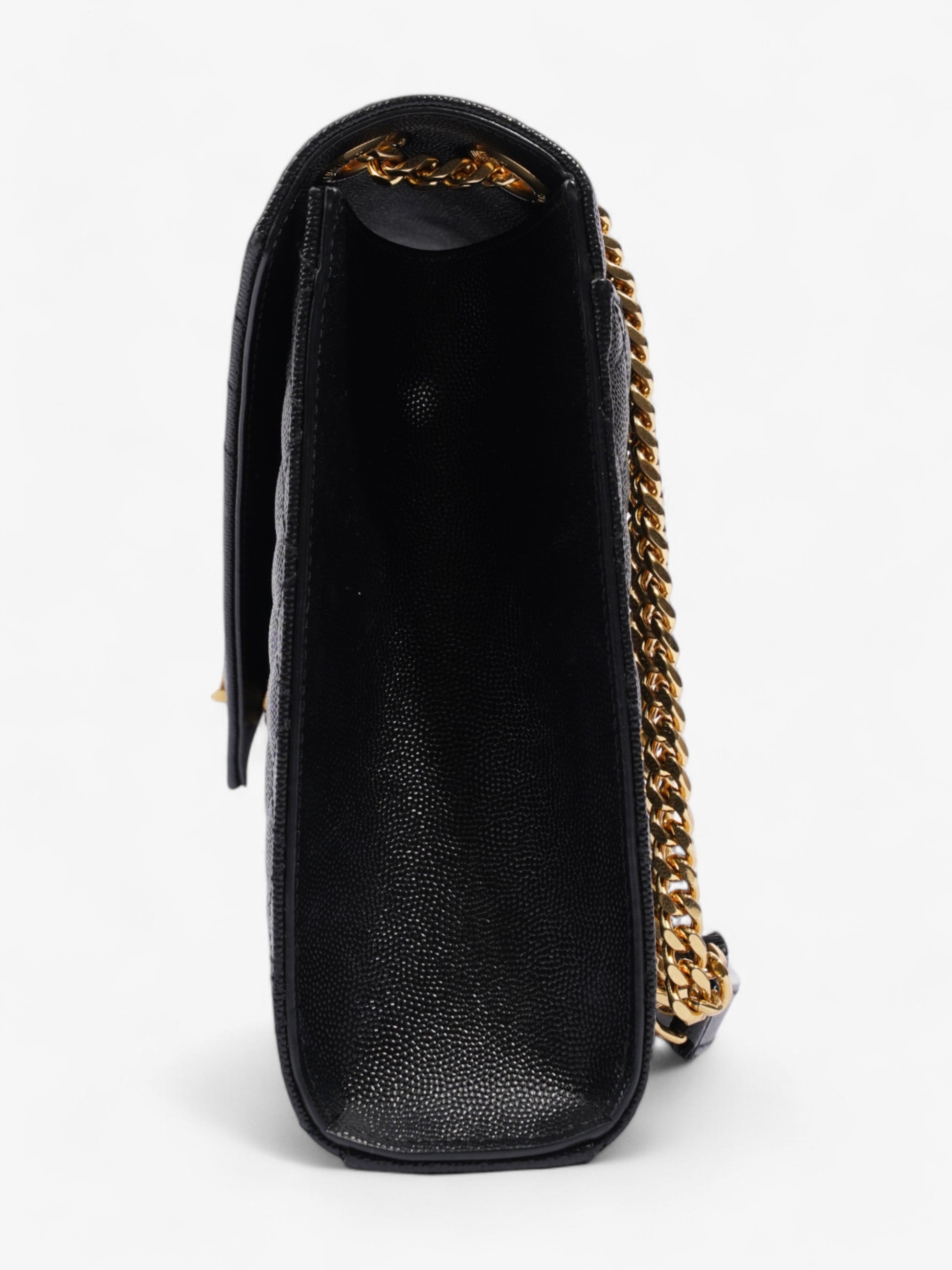 YSL Saint Laurent Envelope Calfskin Shoulder Bag Leather Black Large