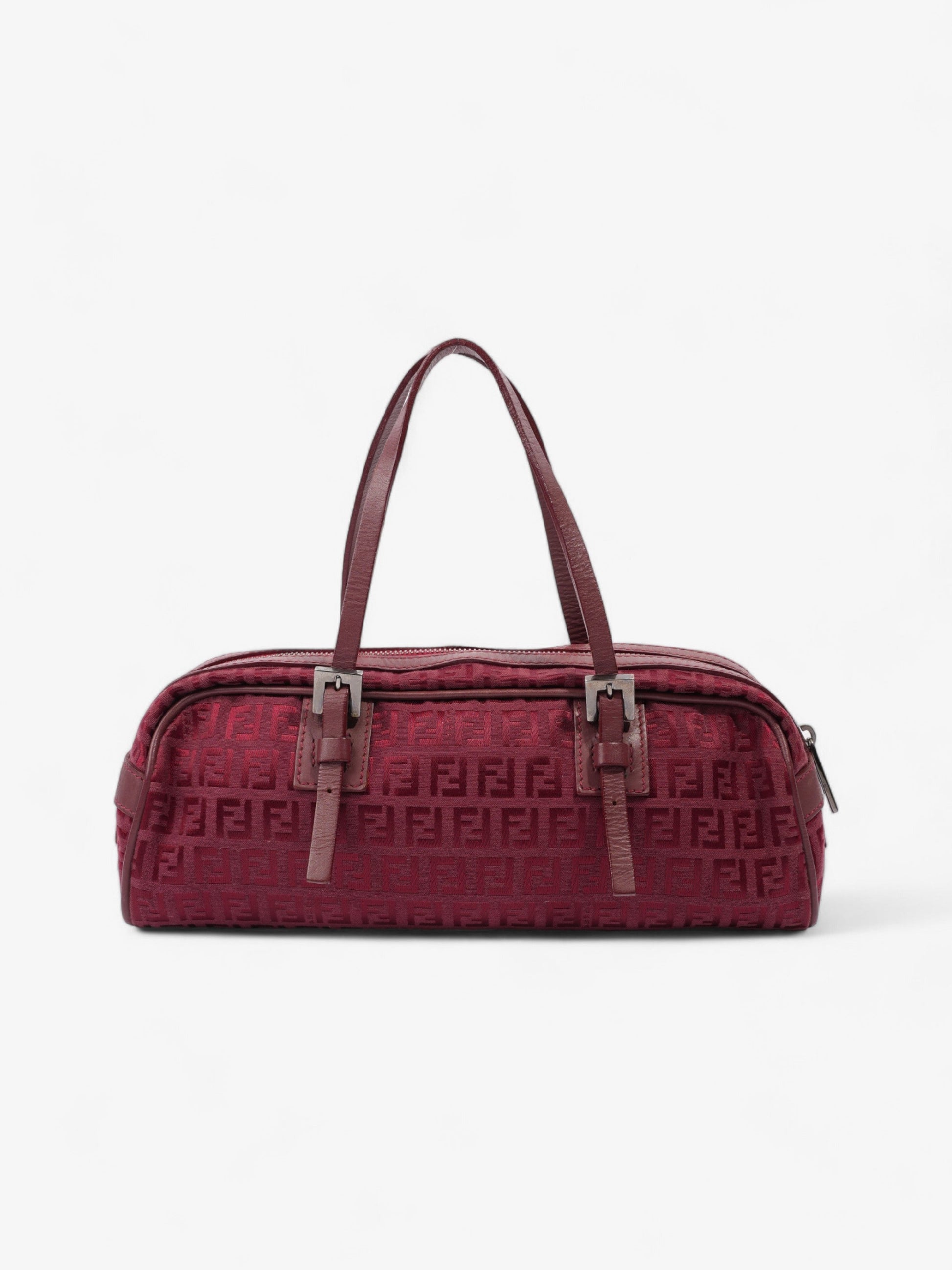 Fendi Zucchino Handbag Canvas Red Travel Bag