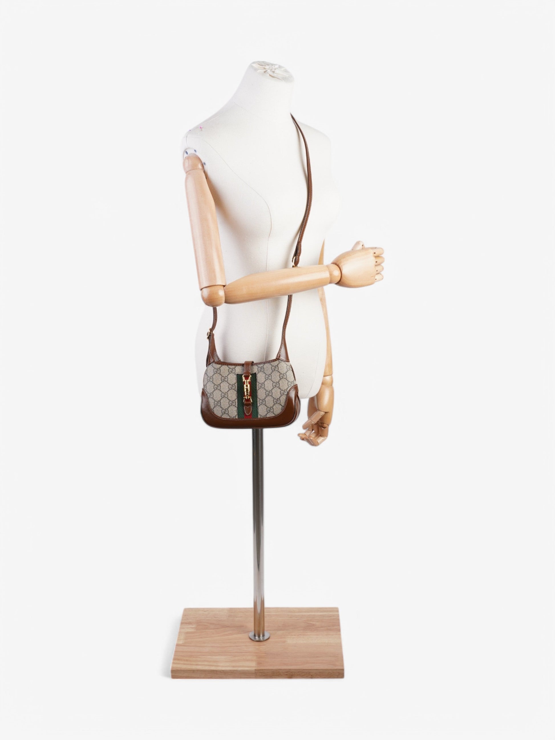 Gucci Jackie Supreme Coated Mini Crossbody Bag Canvas Brown