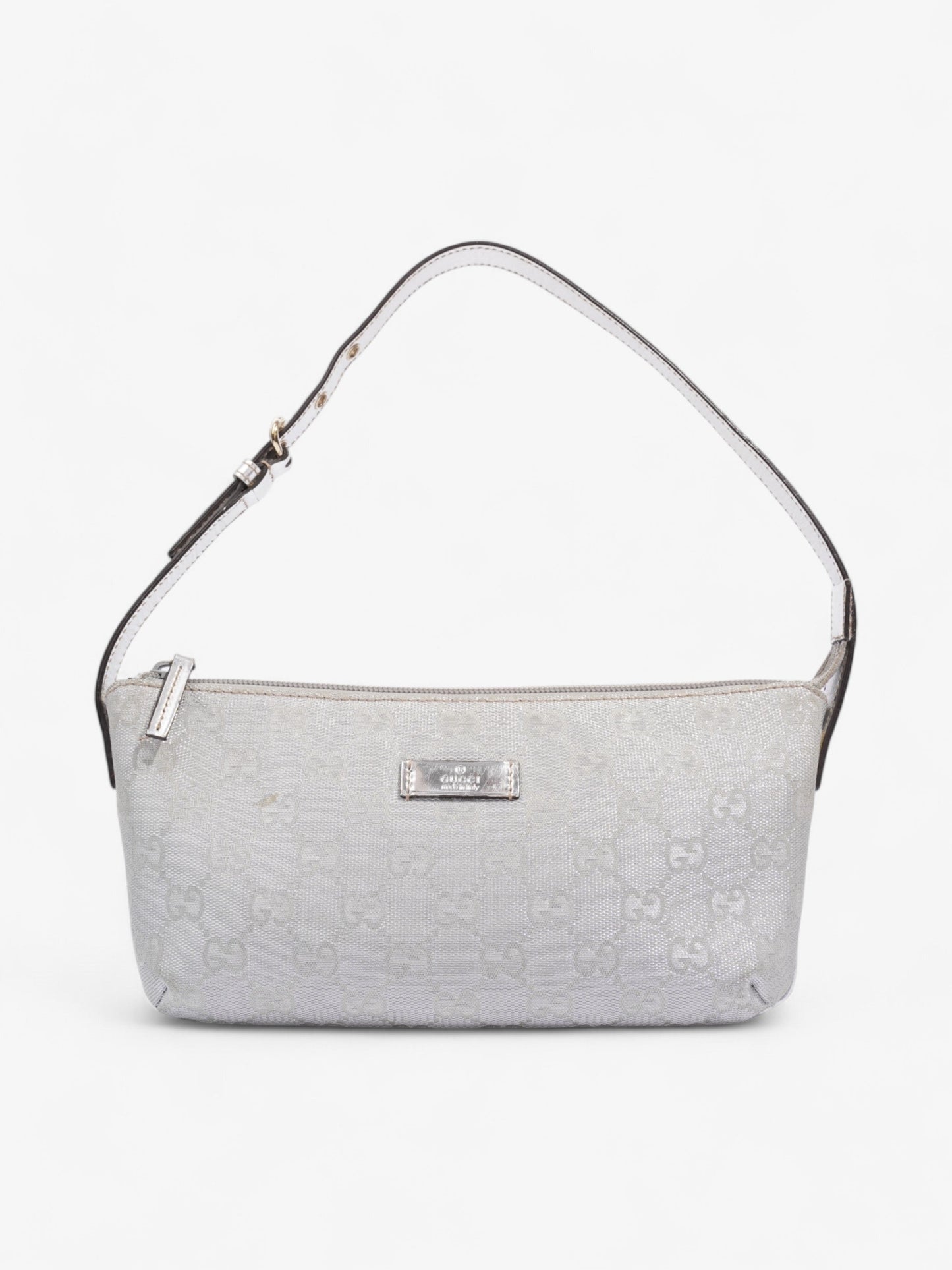 Gucci Boat Pochette Supreme Shoulder Bag Canvas Silver