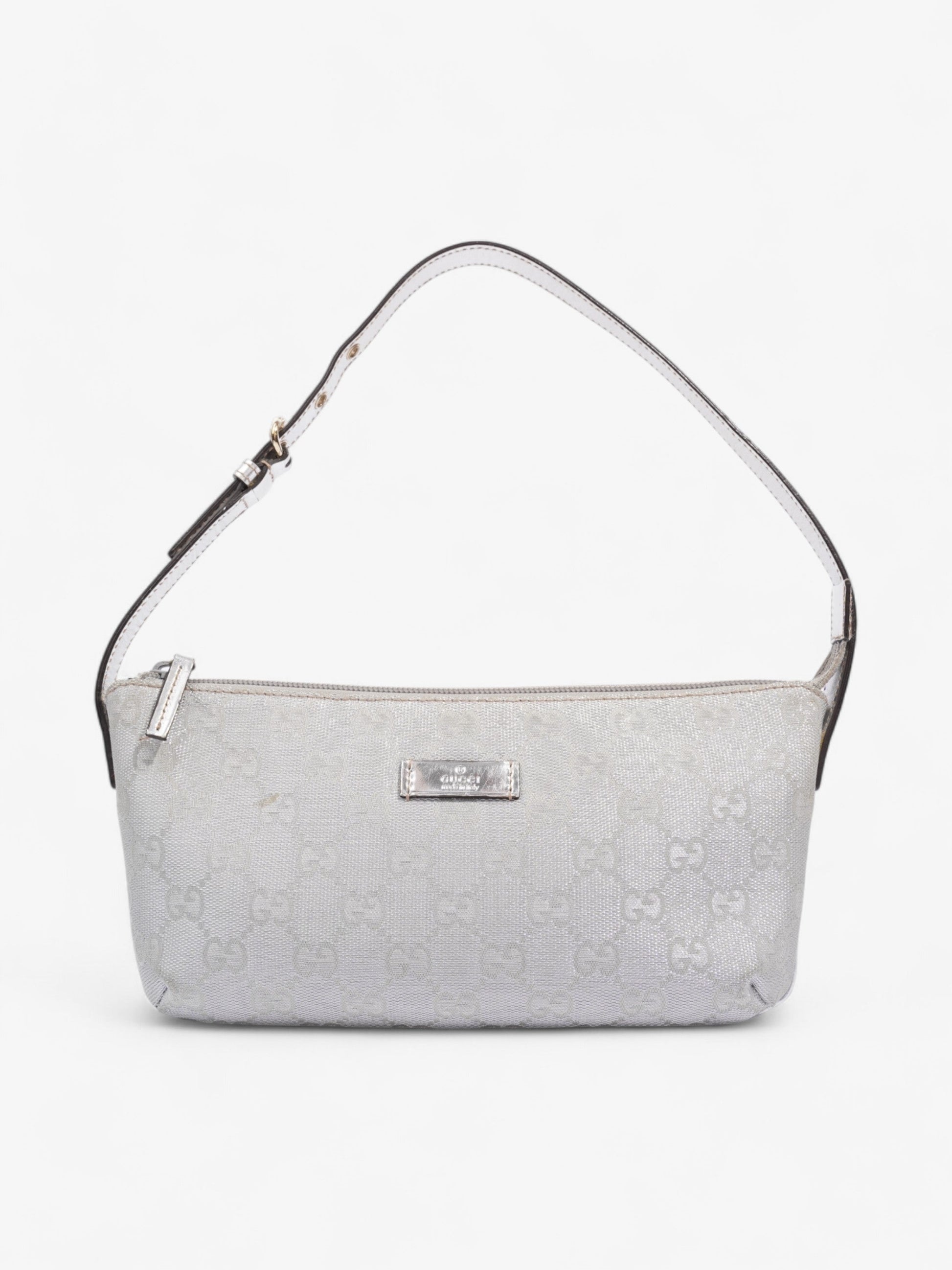 Gucci Boat Pochette Supreme Shoulder Bag Canvas Silver