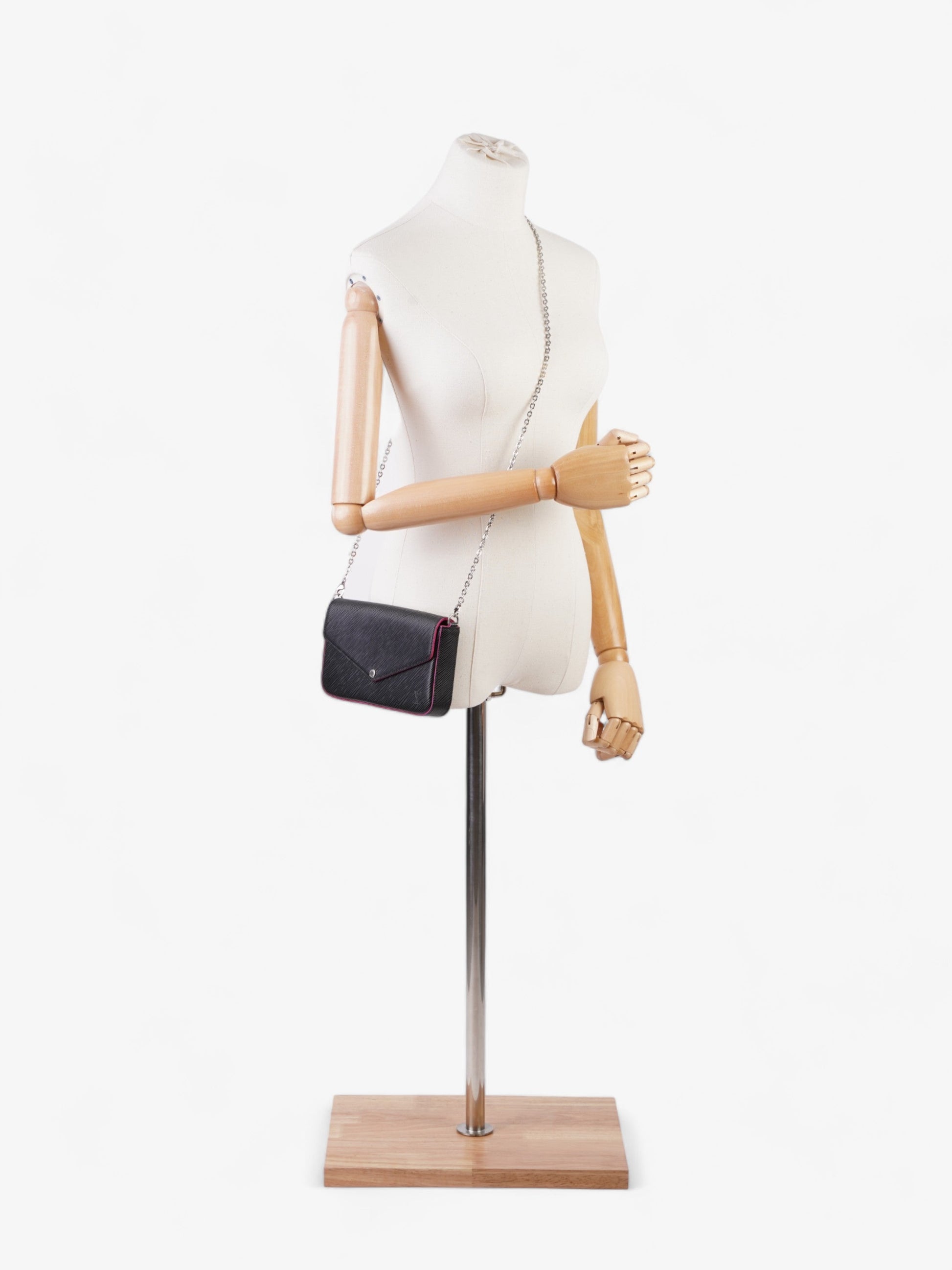 Louis Vuitton Pochette Felicie Epi Leather Black Clutch Bag Epi Leather