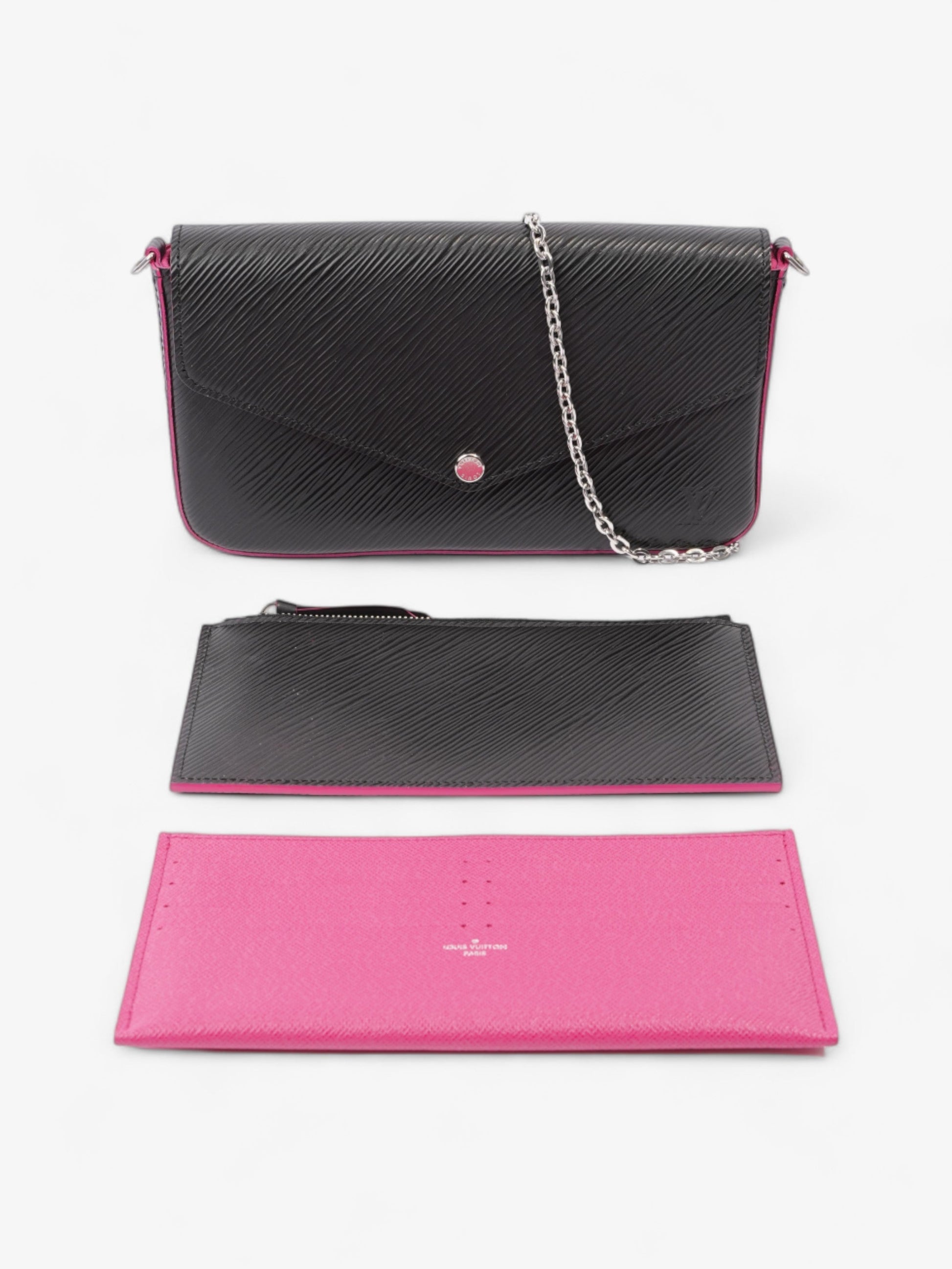 Louis Vuitton Pochette Felicie Epi Leather Black Clutch Bag Epi Leather