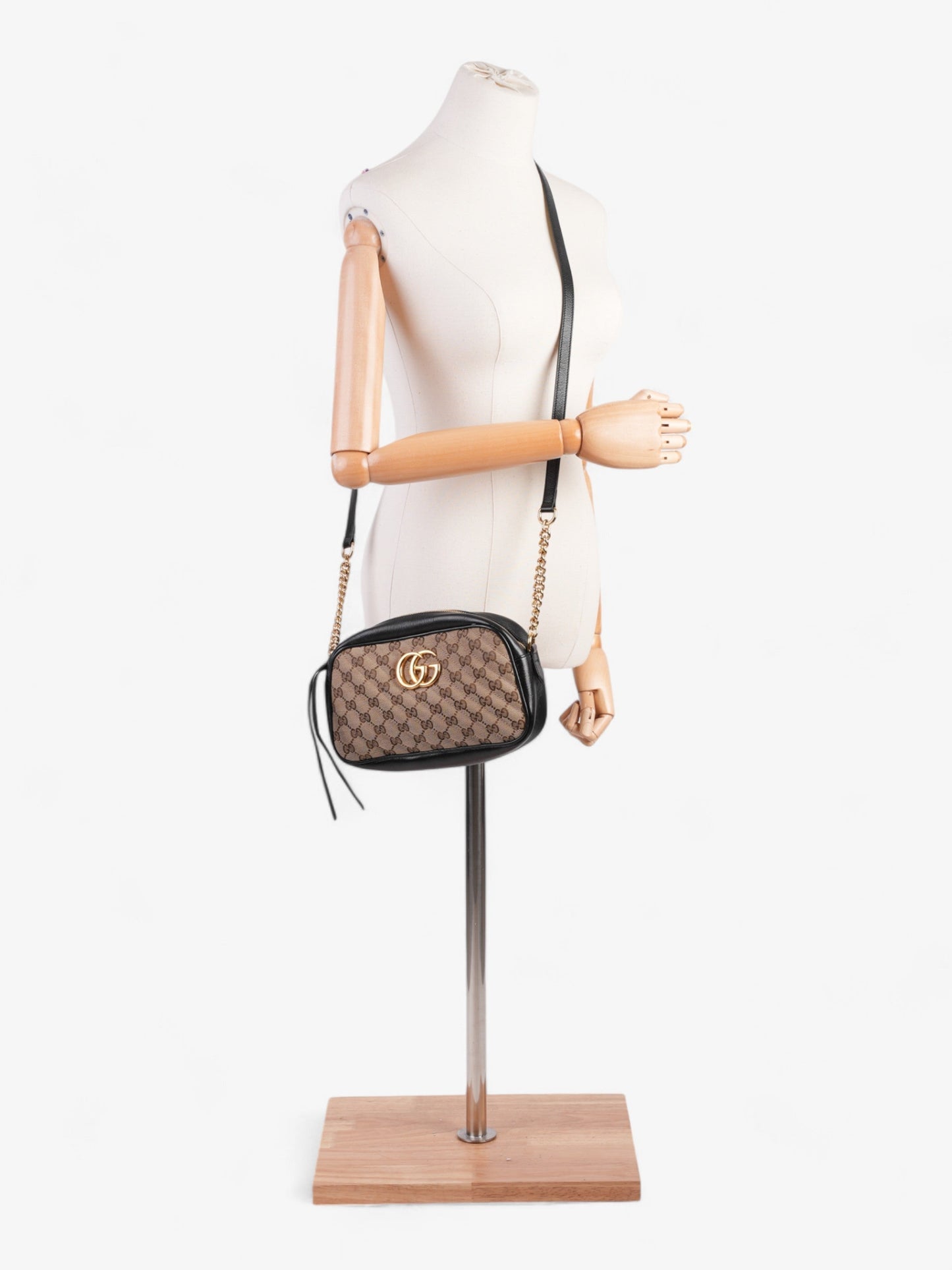 Gucci Marmont Camera Supreme Crossbody Bag Canvas Black