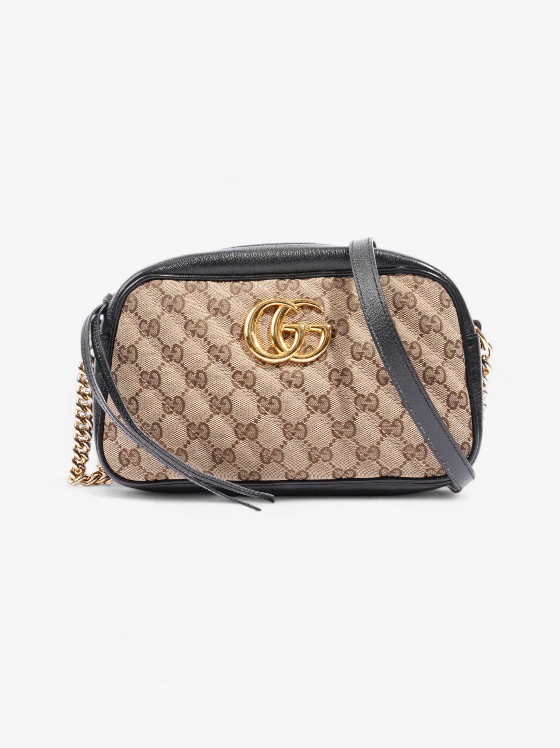 Gucci Marmont Camera Supreme Crossbody Bag Canvas Black