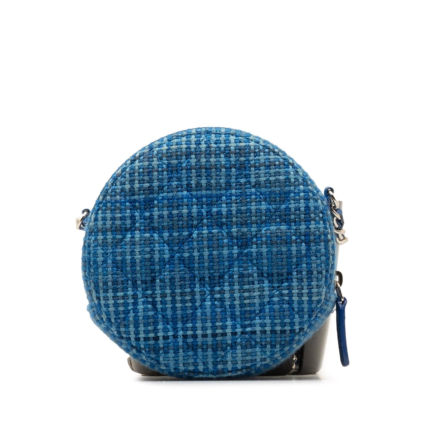 CHANEL Quilted Tweed Round Clutch With Chain Crossbody Bag