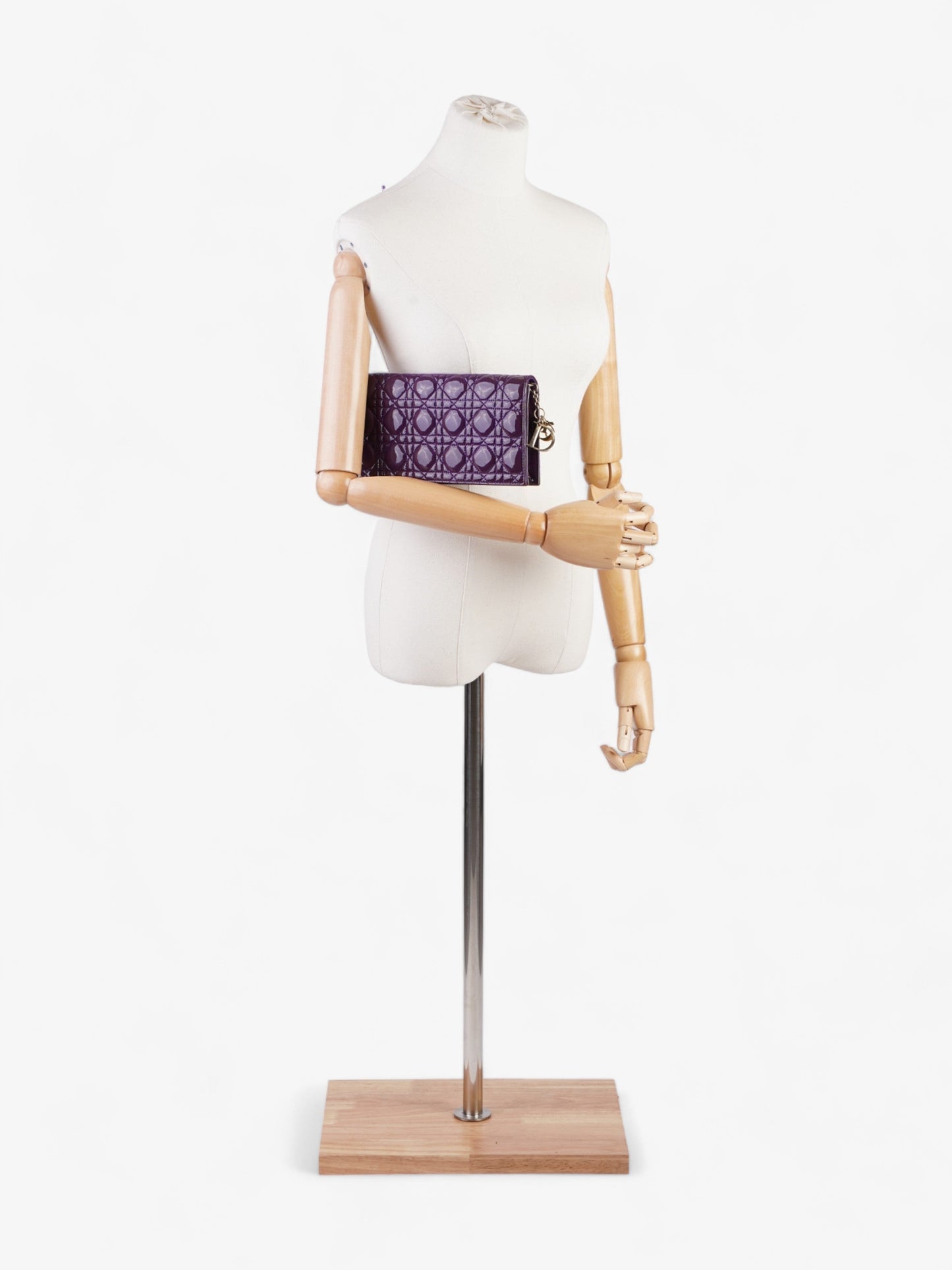 Dior Christian Long Shoulder Bag Leather Patent Purple