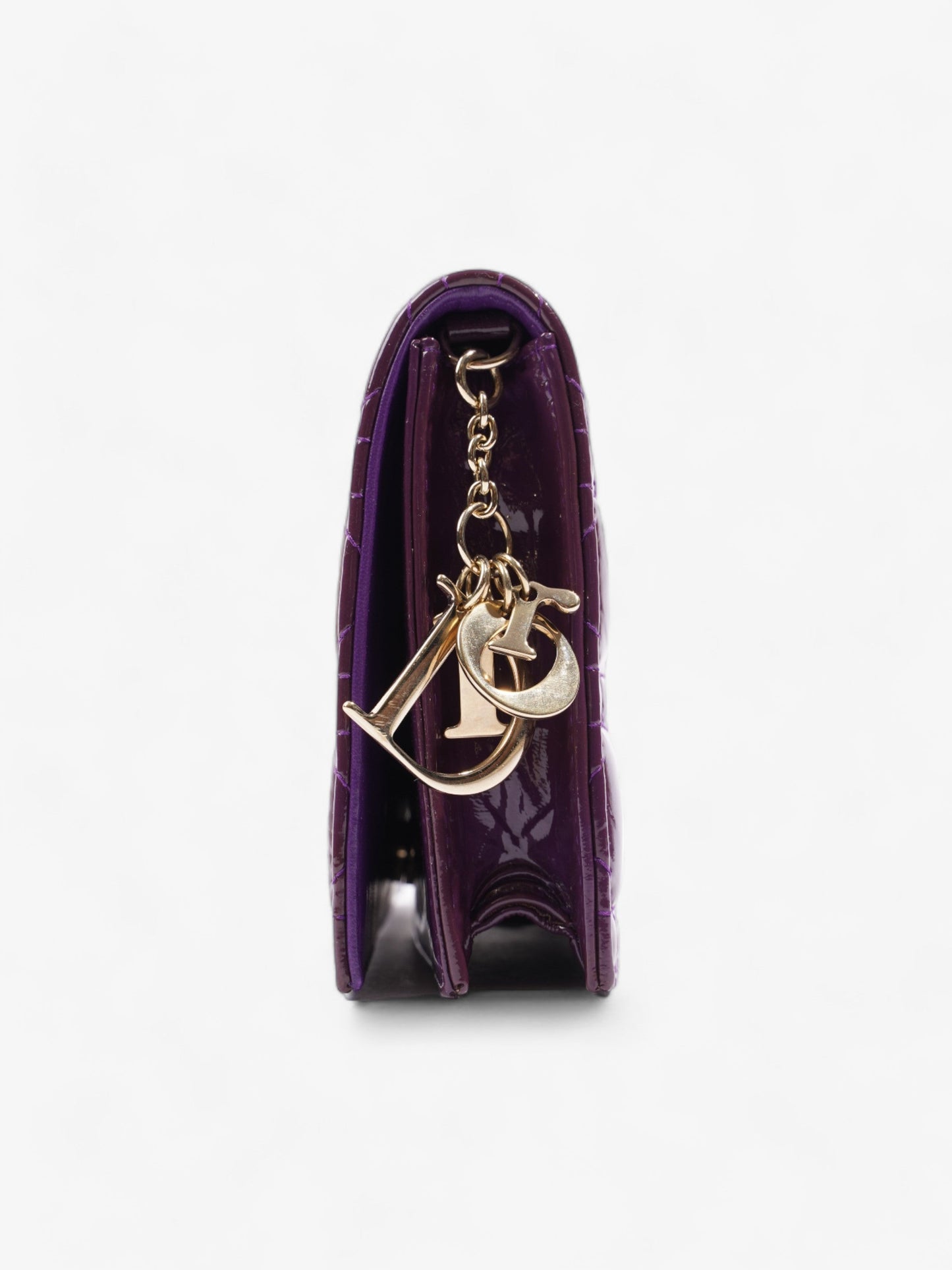 Dior Christian Long Shoulder Bag Leather Patent Purple