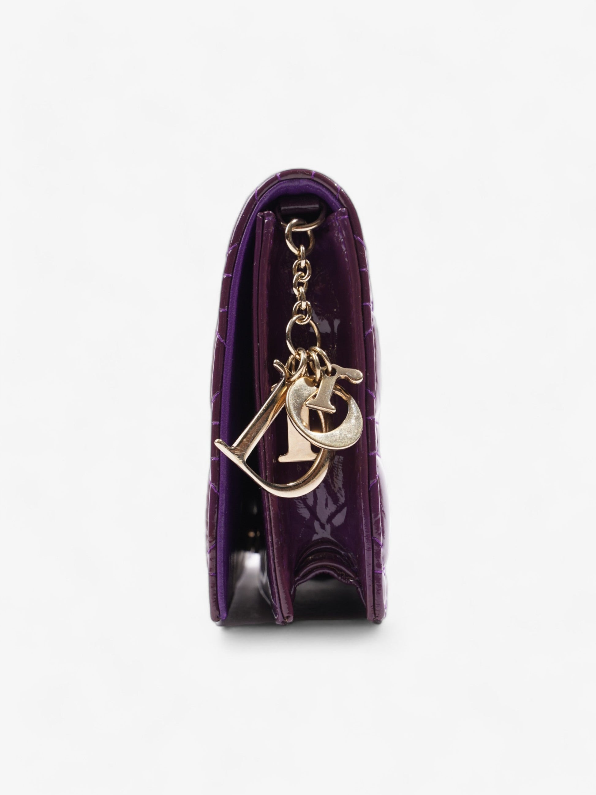 Dior Christian Long Shoulder Bag Leather Patent Purple