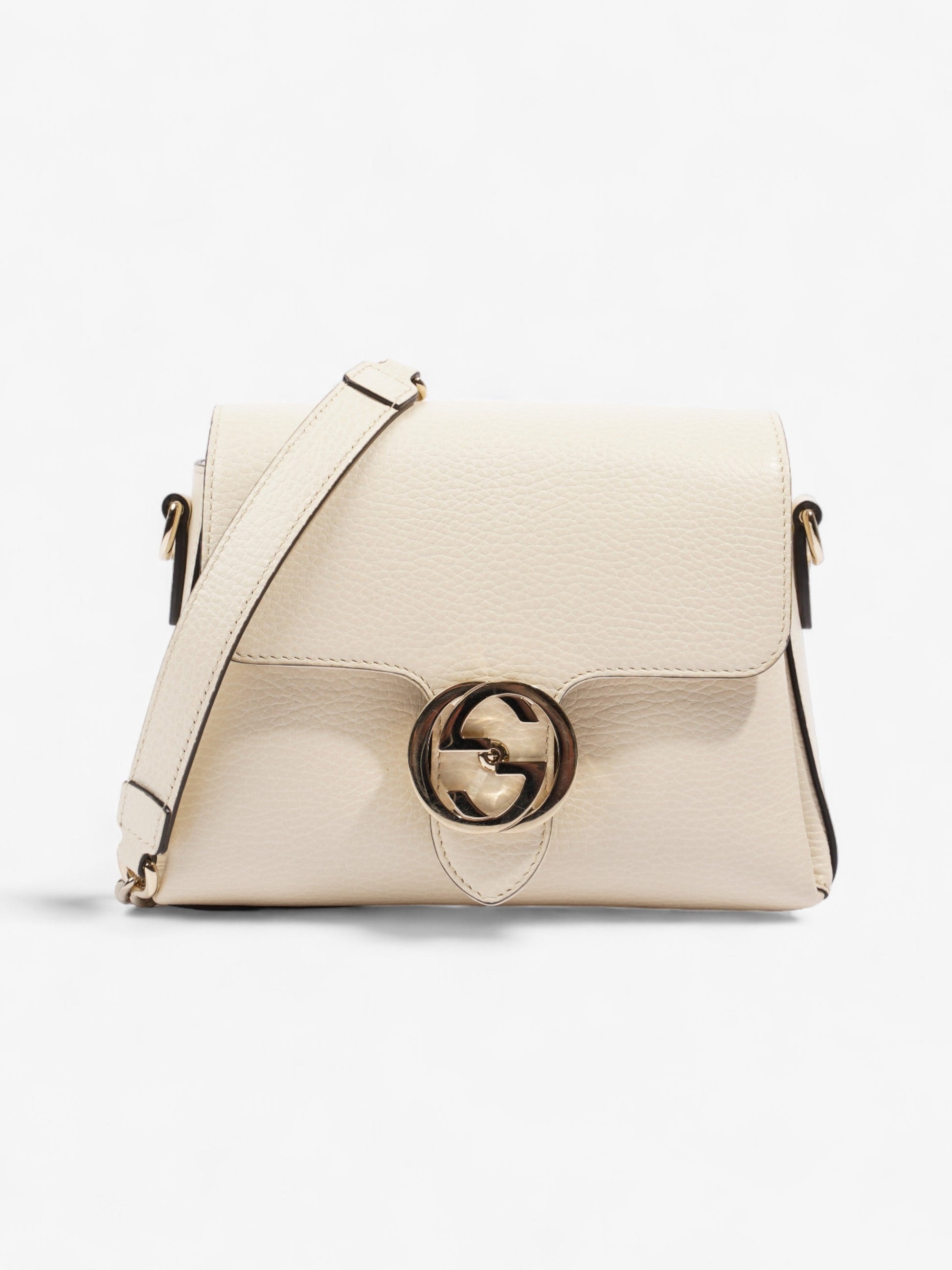 Gucci Interlocking Dollar Bag Leather White Crossbody Bag