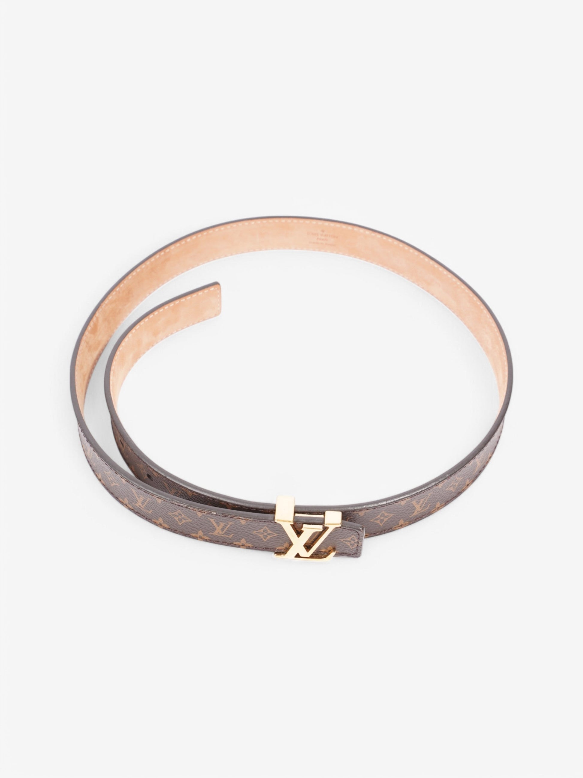 Louis Vuitton Initials 75cm 30" Monogram Leather Gold Belt