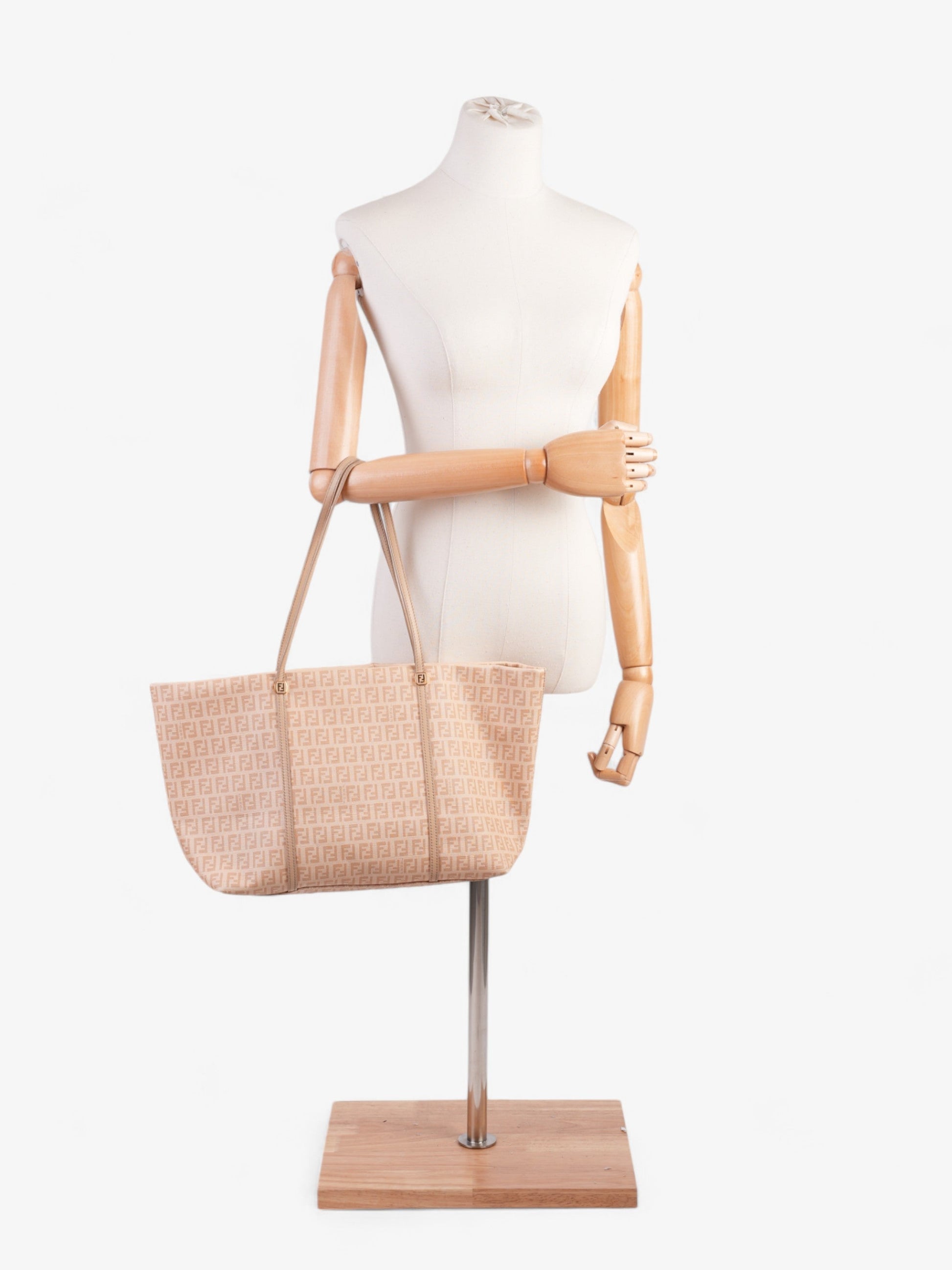 Fendi Zucchino Tote Peach Canvas Shoulder Bag
