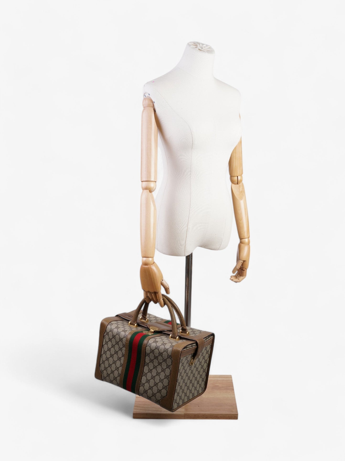 Gucci Hard Train Vanity Case Supreme Coated Handbag Canvas Brown Travel Bag