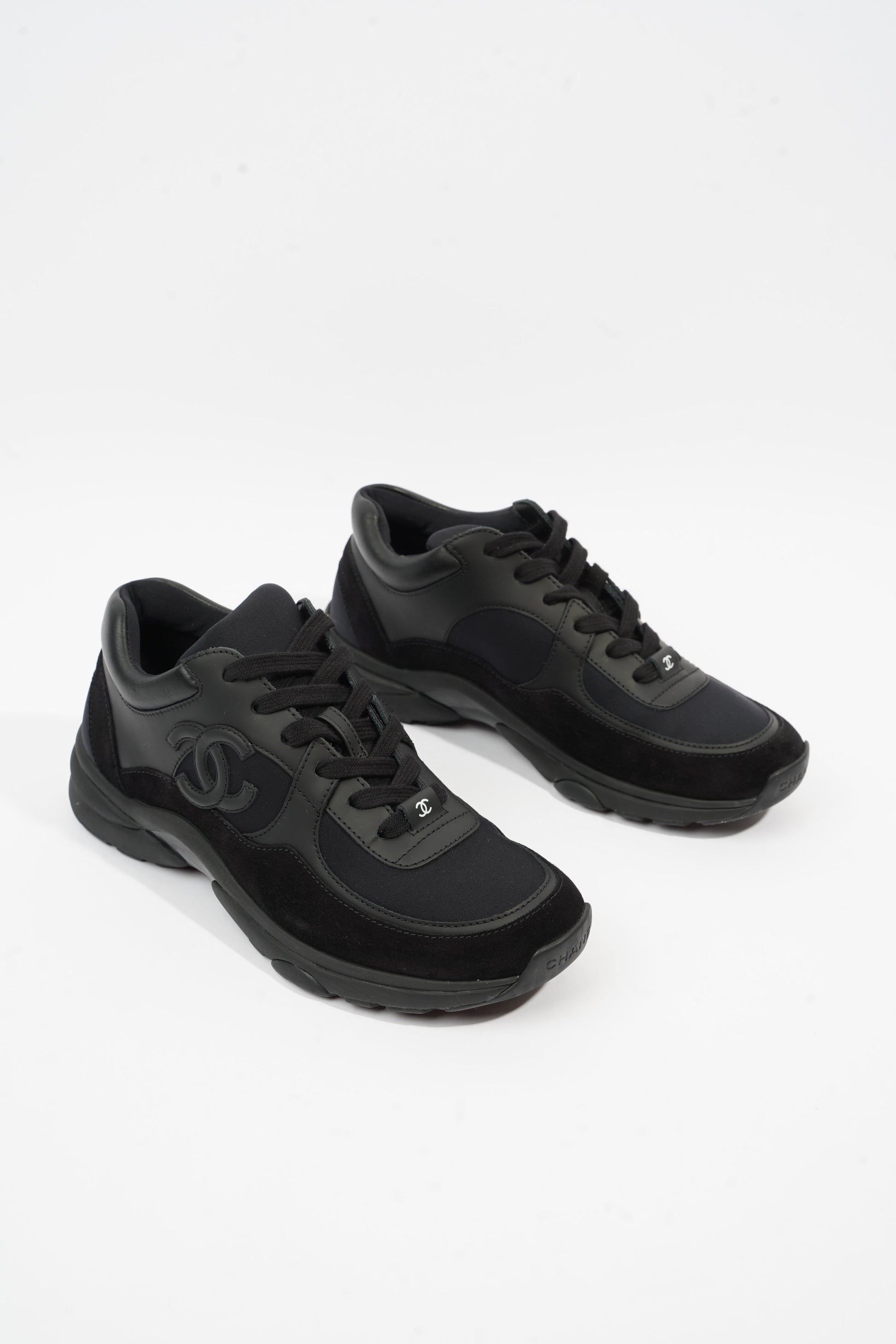 Chanel CC Logo Black Suede EU 37.5 UK 4.5