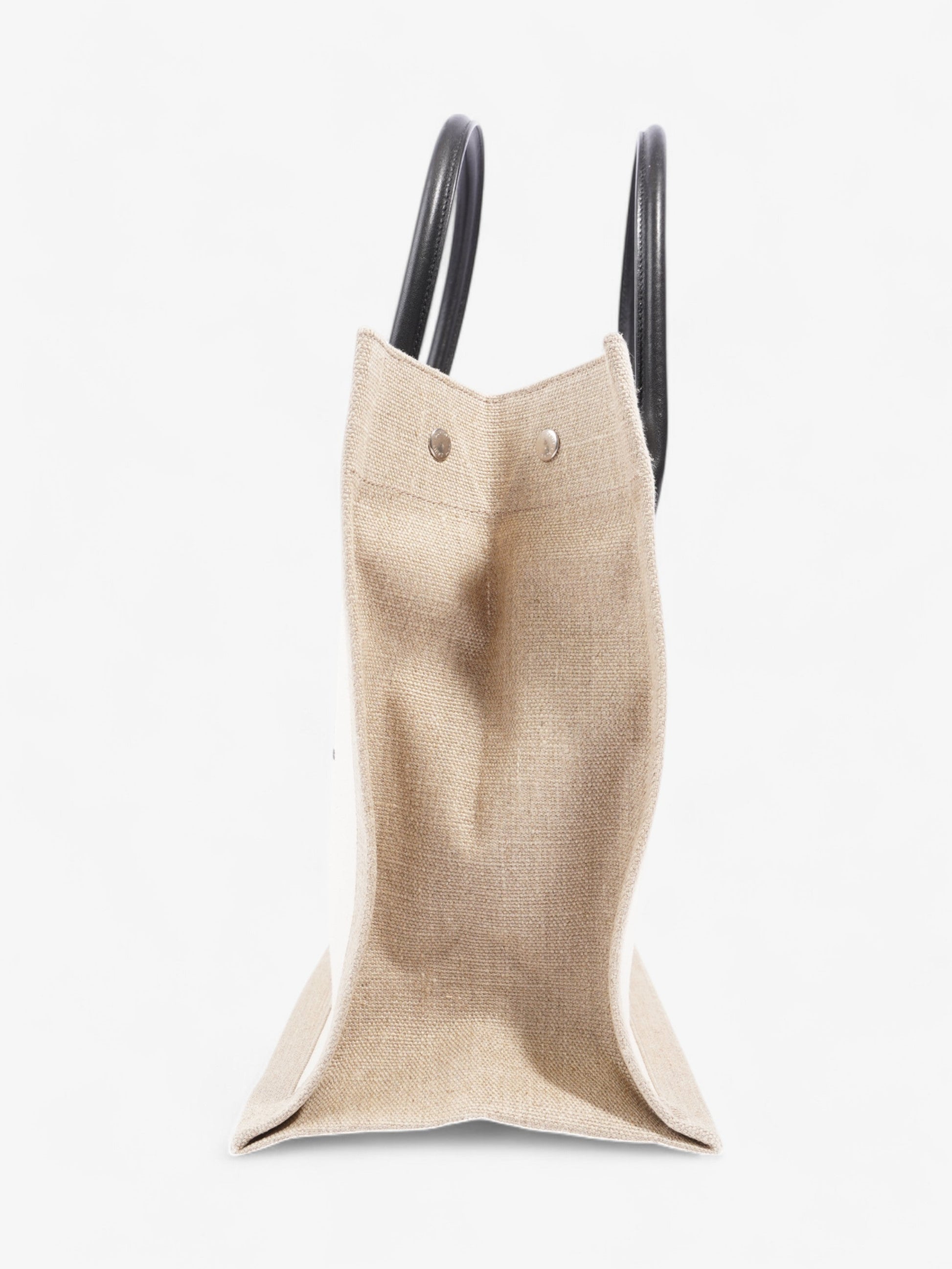 YSL Saint Laurent Rive Gauche Tote Greige Canvas Black Small Tote Bag