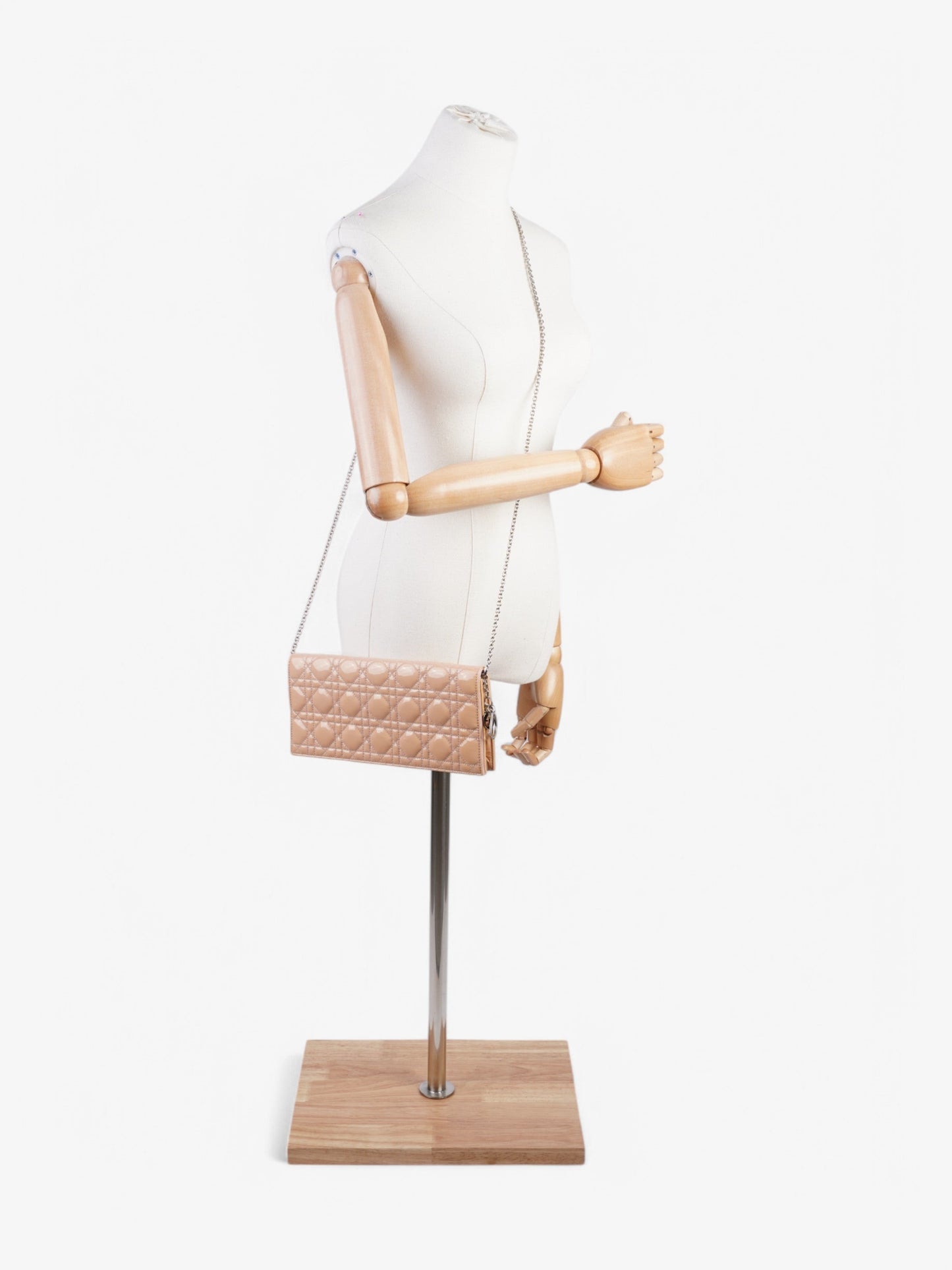 Dior Christian Lady Clutch Nude Leather Patent Pink Clutch Bag