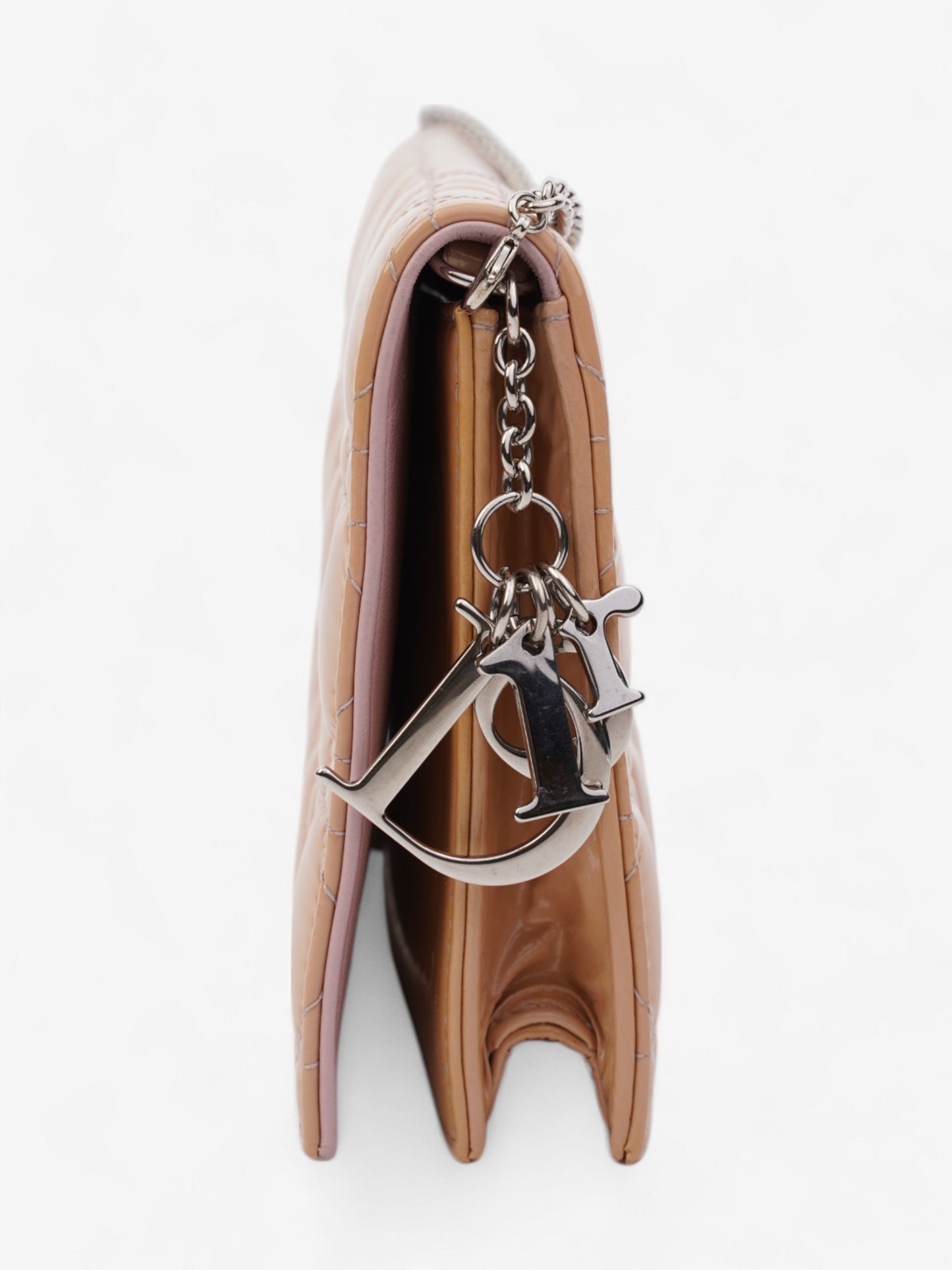 Dior Christian Lady Clutch Nude Leather Patent Pink Clutch Bag