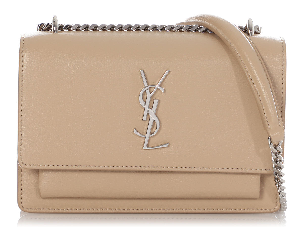 YSL Saint Laurent Sunset Crossbody Bag Beige Small Small Beige Sunset