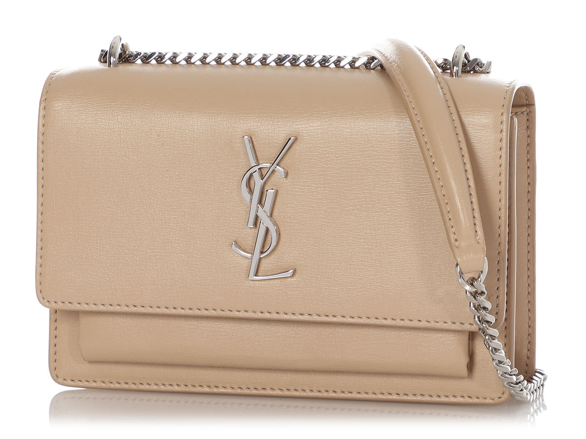 YSL Saint Laurent Sunset Crossbody Bag Beige Small Small Beige Sunset