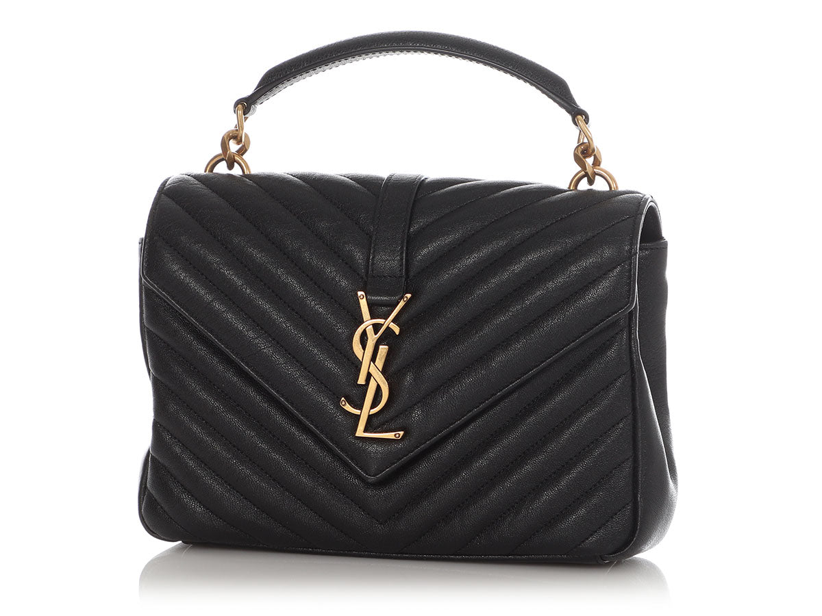 YSL Saint Laurent College Bag Black Medium Crossbody Bag Black College Bag