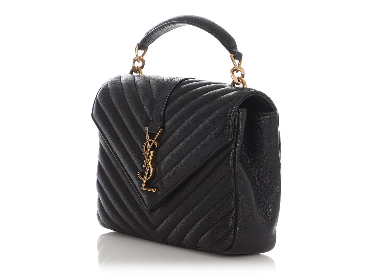 YSL Saint Laurent College Bag Black Medium Crossbody Bag Black College Bag