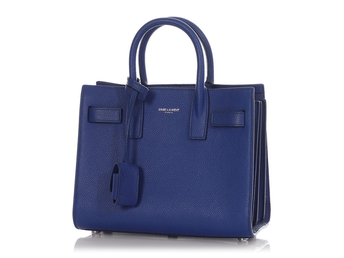 YSL Saint Laurent Nano Sac De Jour Tote Bag Blue