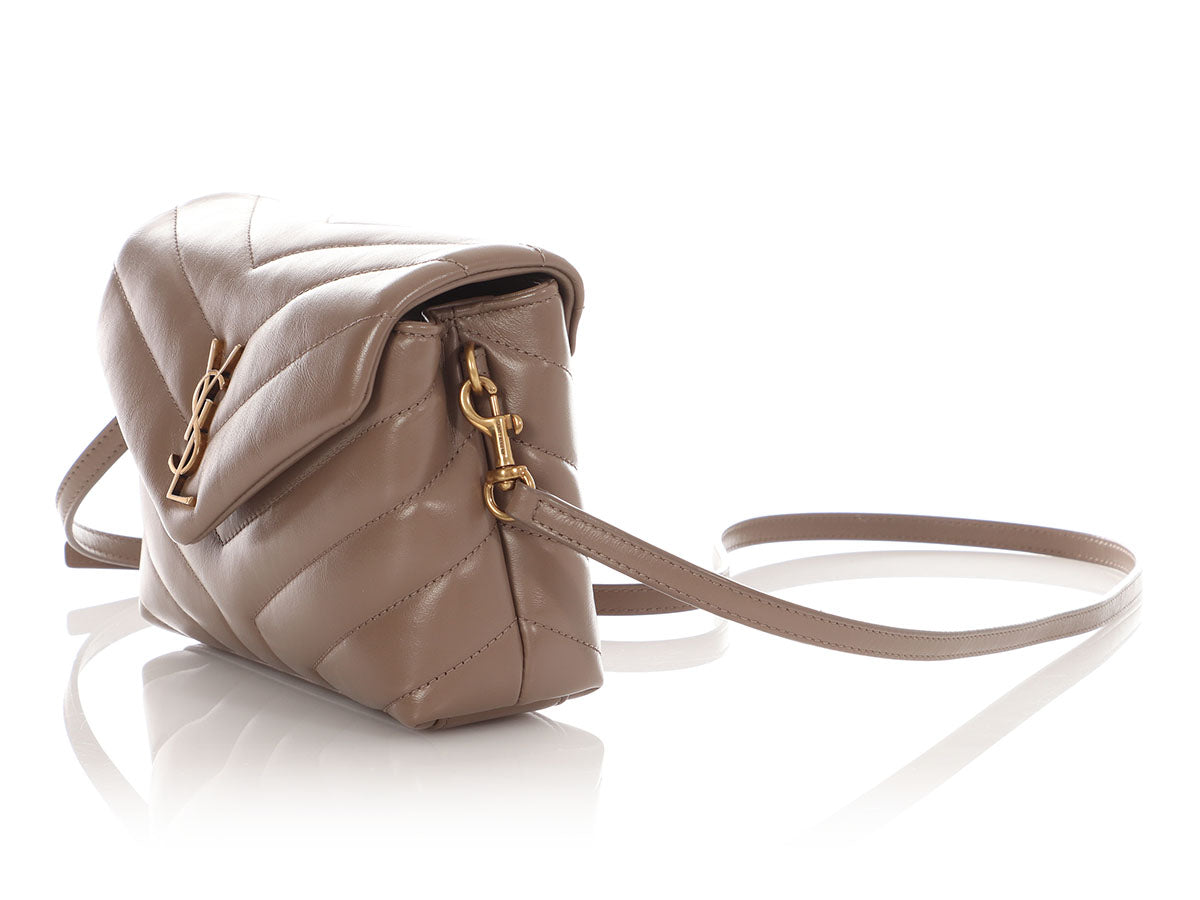 YSL Saint Laurent Taupe Loulou Crossbody Bag Toy