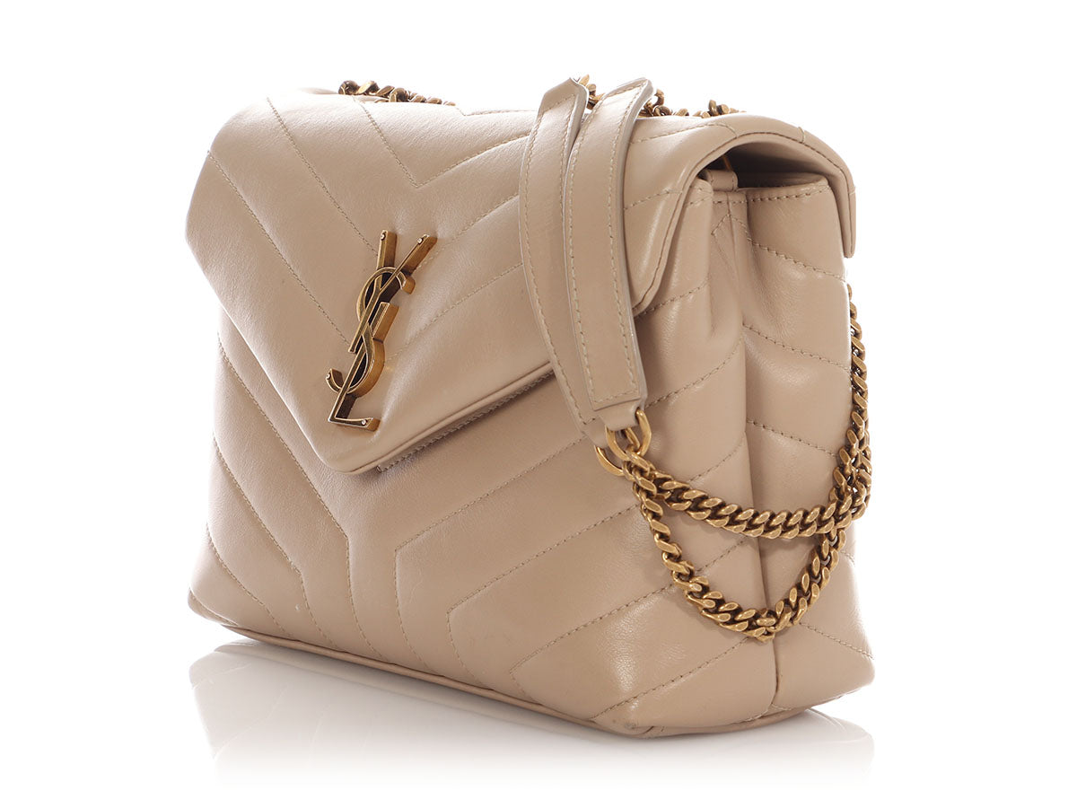YSL Saint Laurent Loulou Crossbody Bag Beige Small Small Beige Loulou