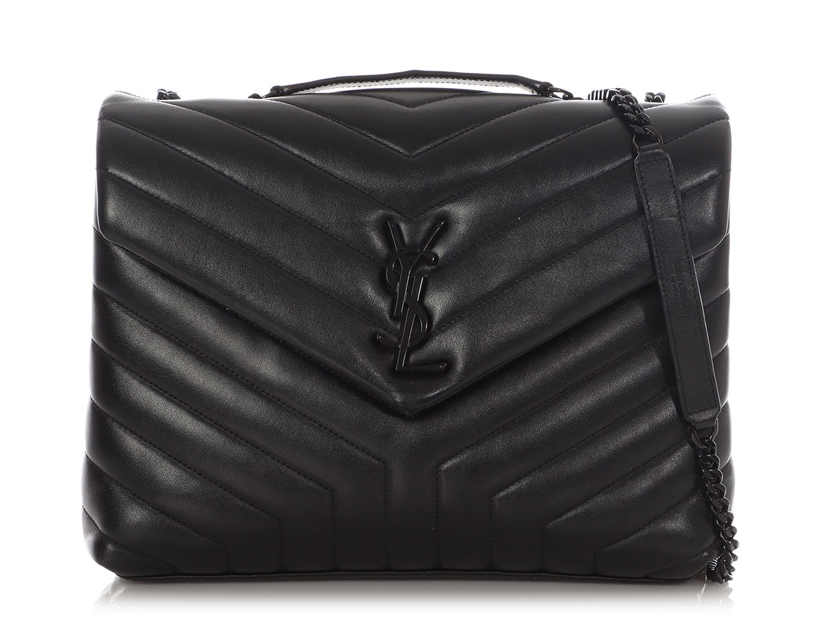 YSL Saint Laurent So Matelass Calfskin Loulou Shoulder Bag Black Medium