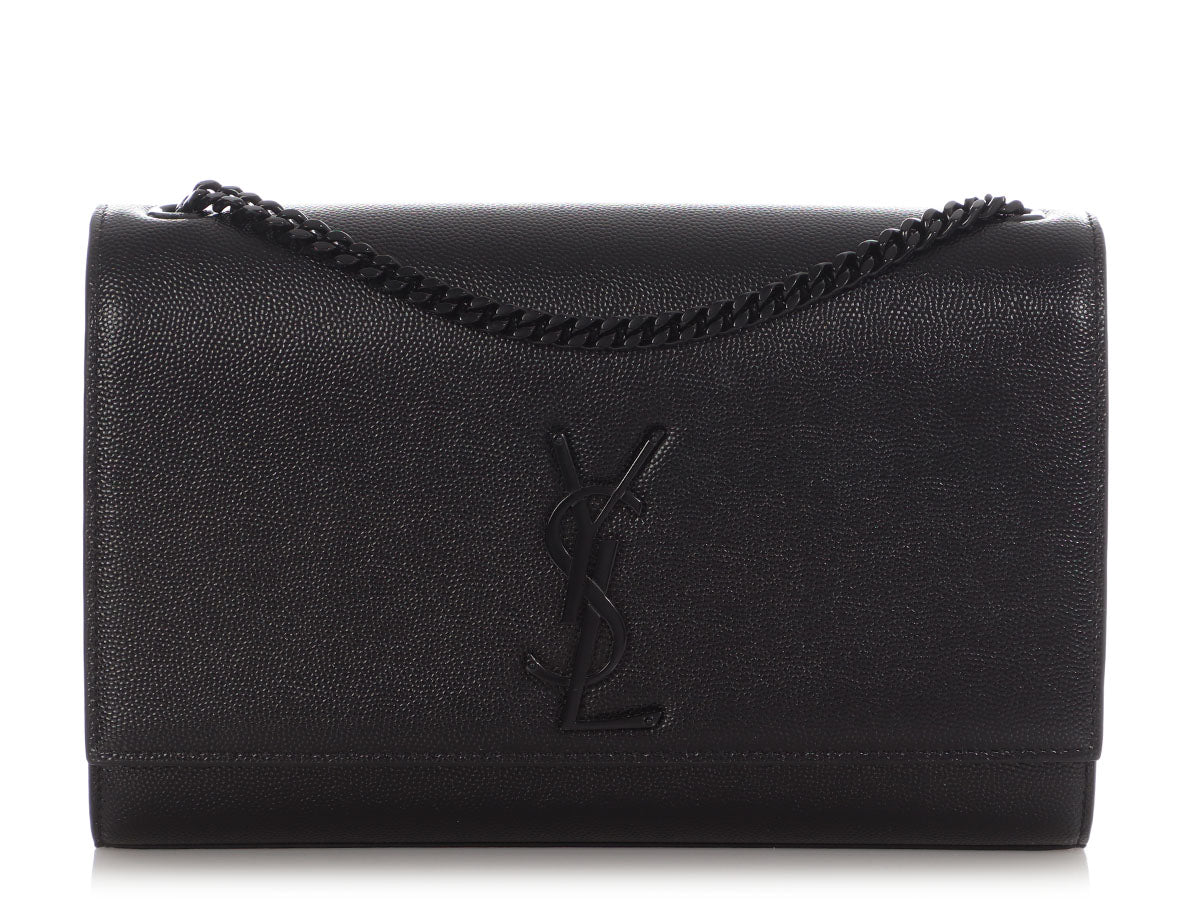 YSL Saint Laurent So Grain De Poudre Kate Crossbody Bag Black Medium