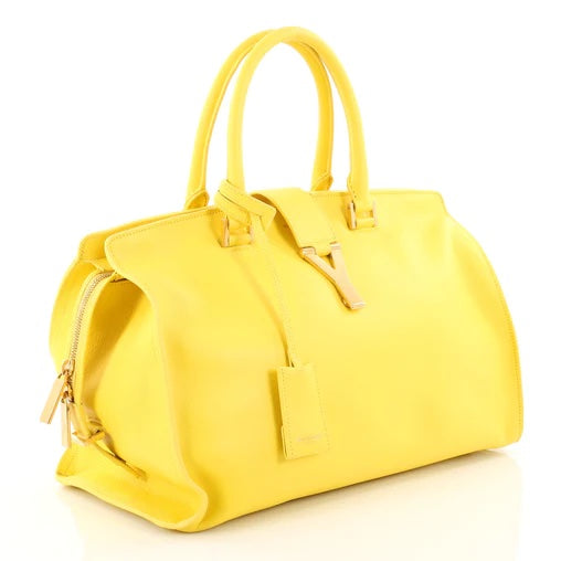 YSL Saint Laurent Yves Cabas Bag Leather Yellow Travel Bag