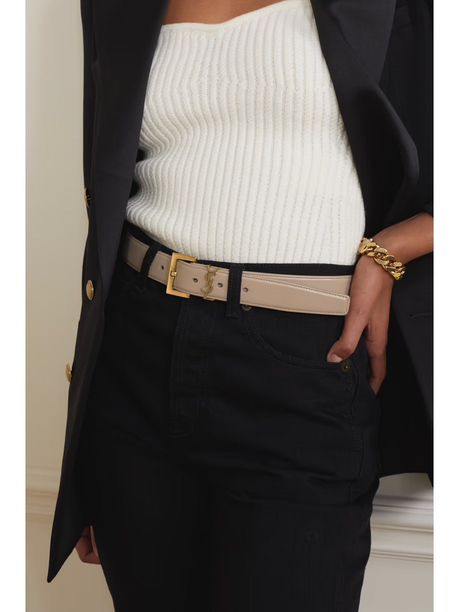 YSL Saint Laurent Belt Handbag Leather Logo