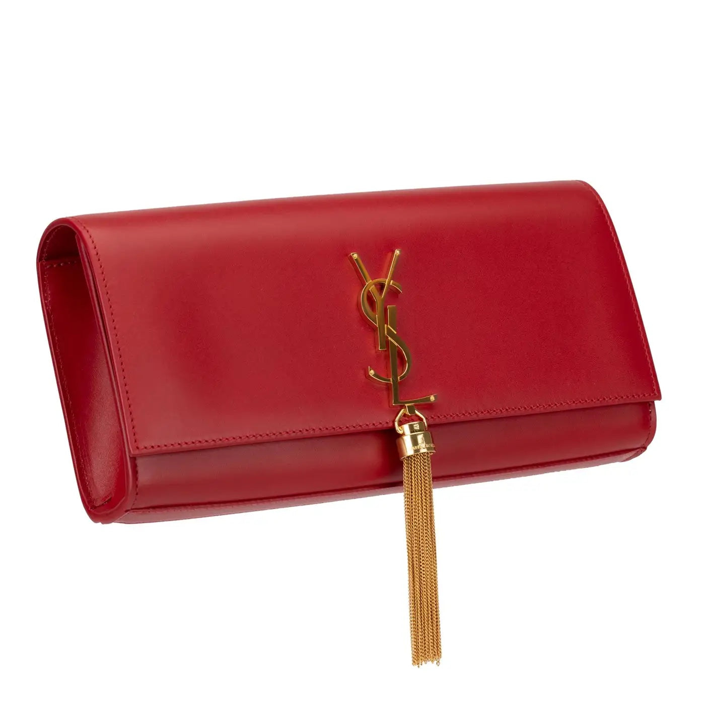 YSL Saint Laurent Yves Kate Clutch Bag Rouge Leather