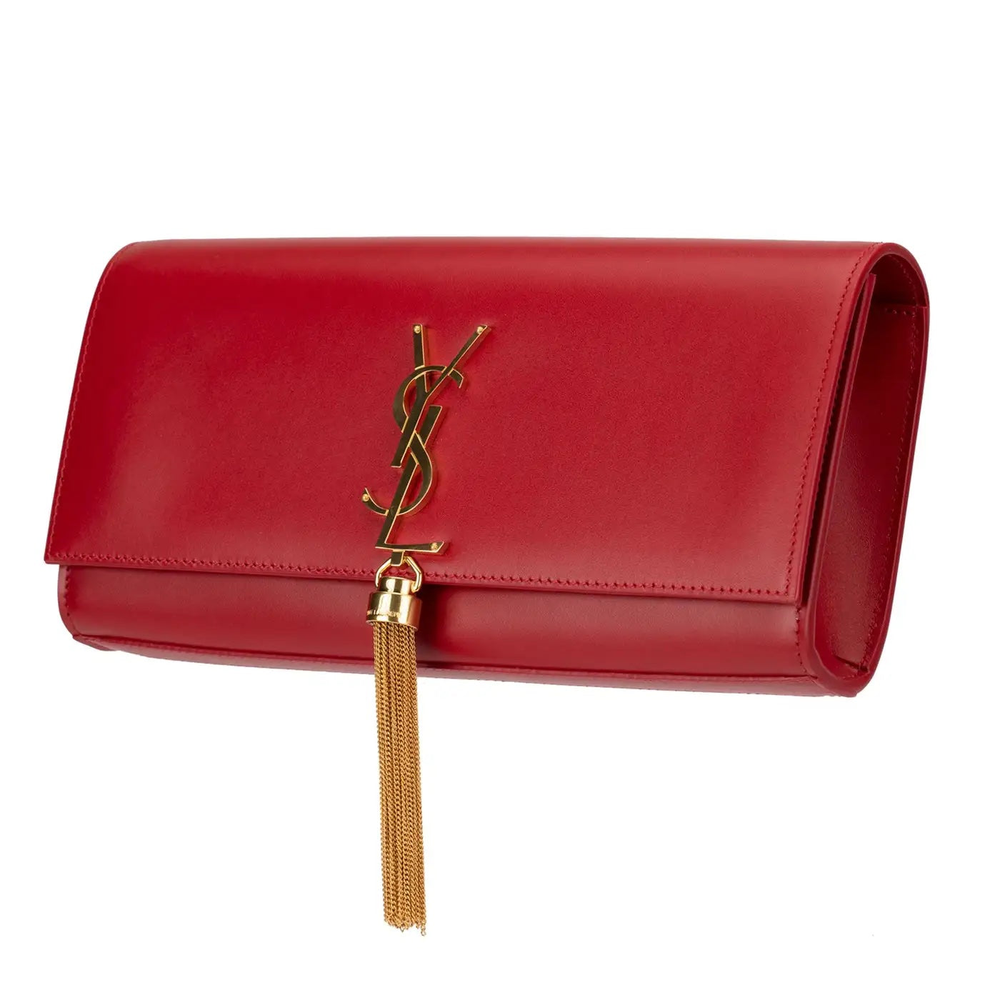 YSL Saint Laurent Yves Kate Clutch Bag Rouge Leather