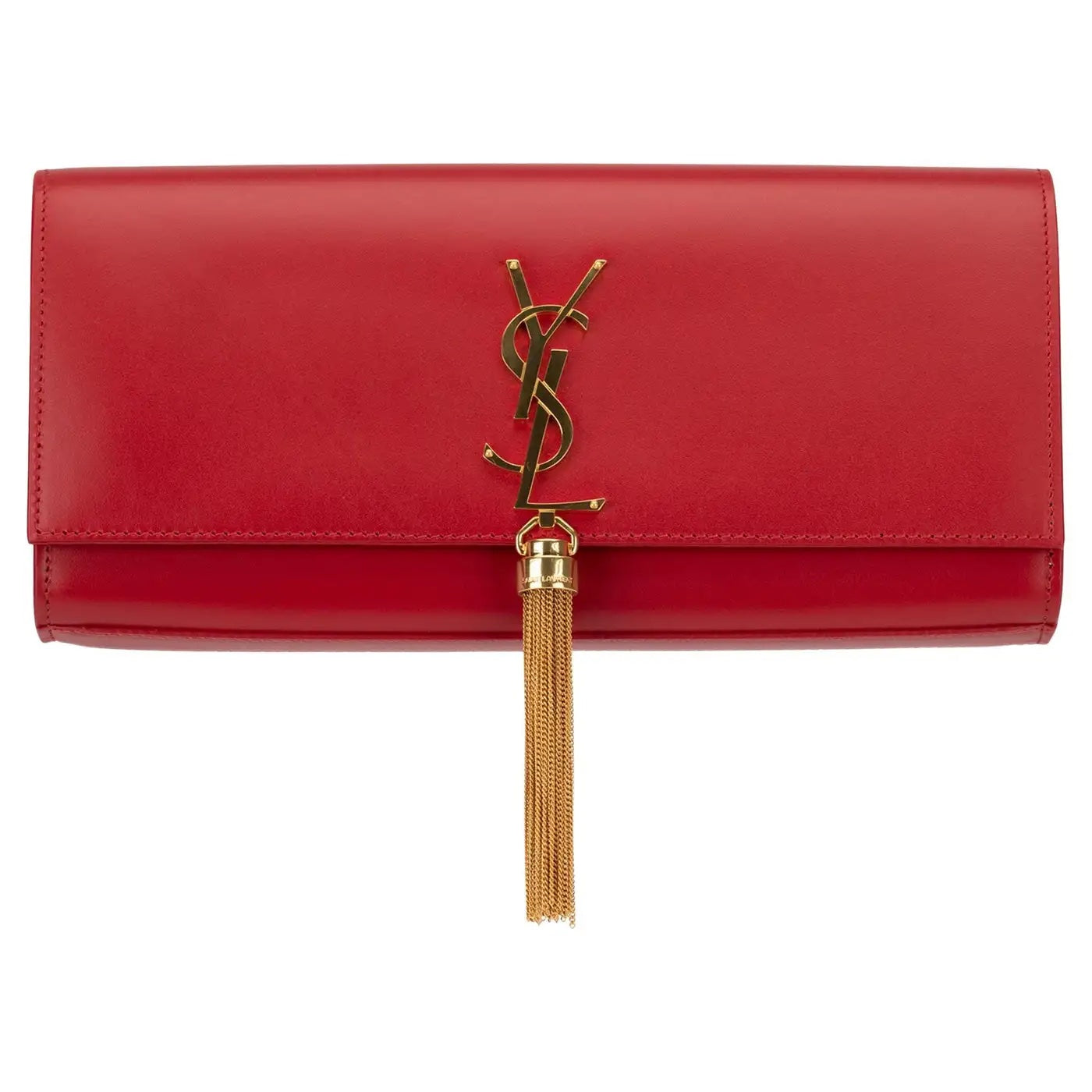 YSL Saint Laurent Yves Kate Clutch Bag Rouge Leather