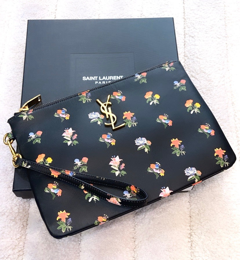 YSL Saint Laurent Yves Prairie Flower Clutch Clutch Bag