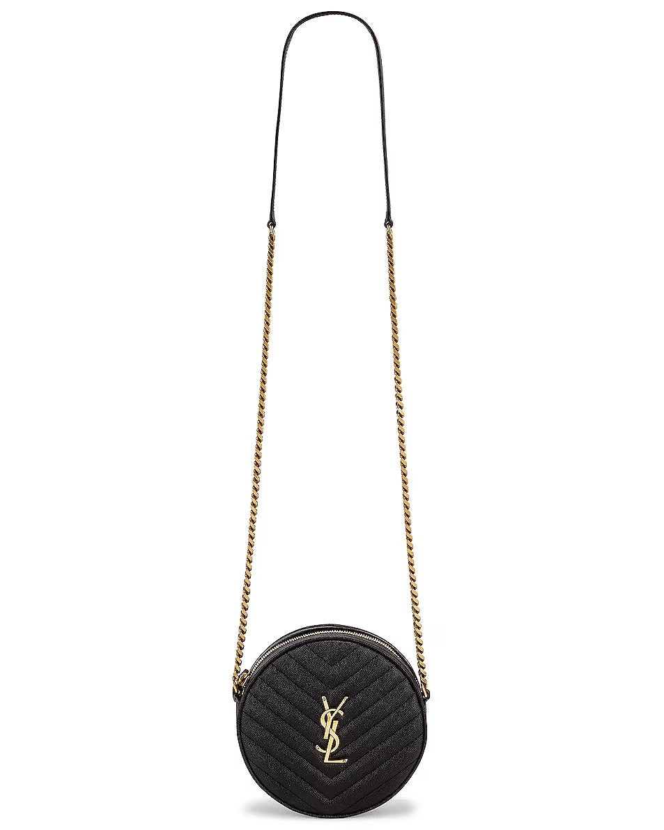 YSL Saint Laurent Yves Matelassé Round Camera Bag Travel Bag
