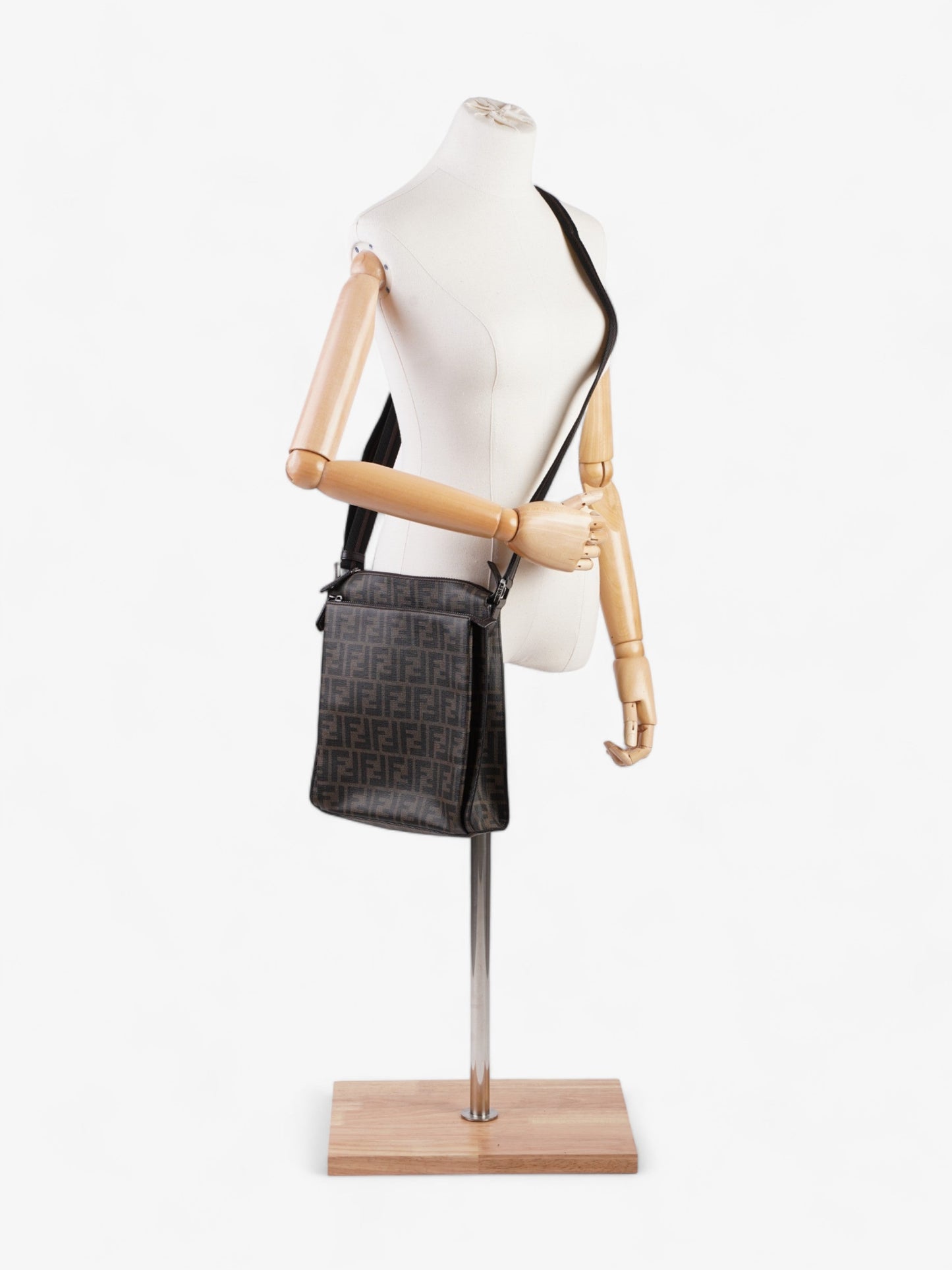 Fendi Zucca Shoulder Bag Canvas Brown