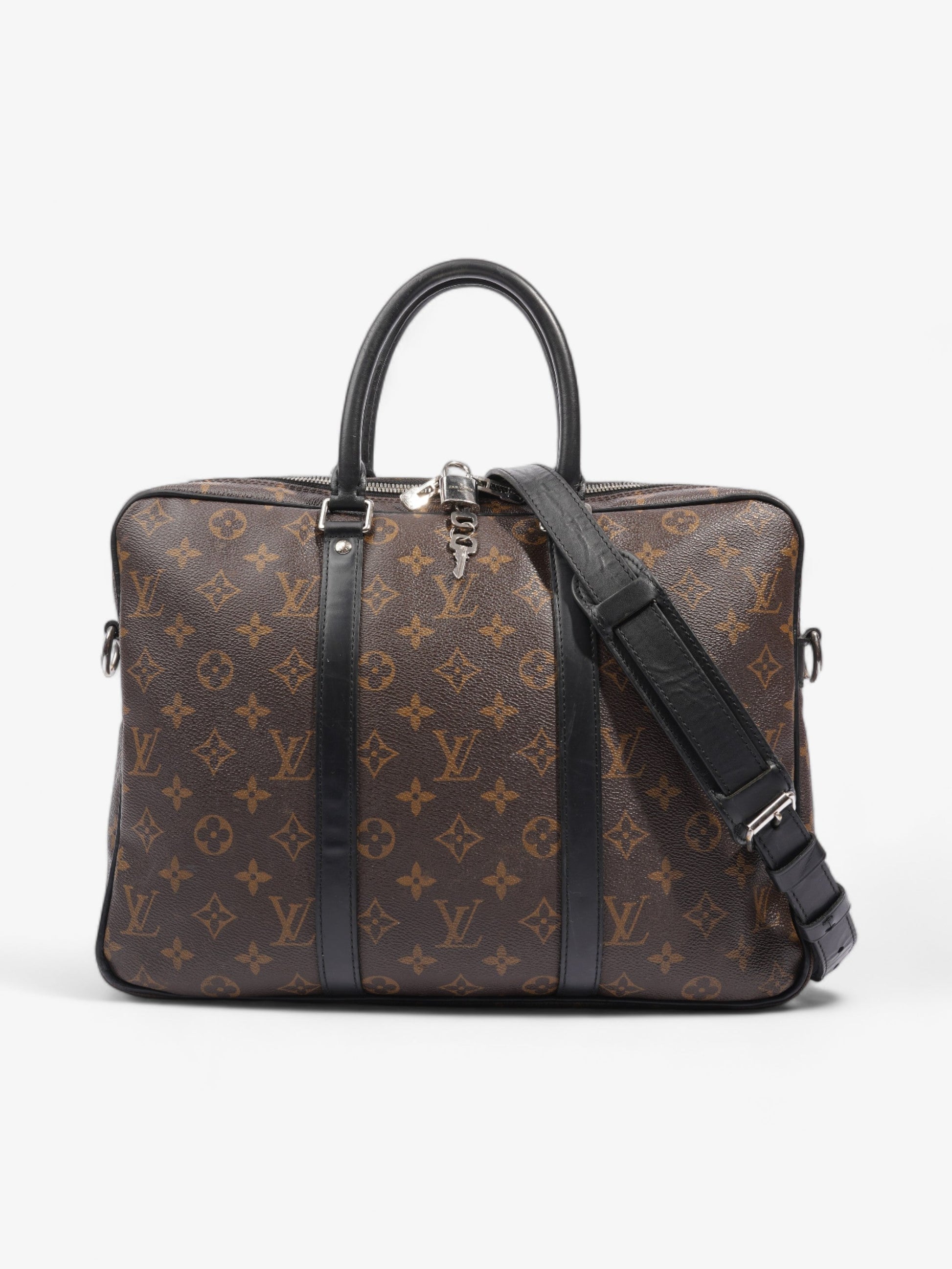 Louis Vuitton Porte-Documents Voyage Coated Monogram Black PM Canvas Coated Canvas Apparel