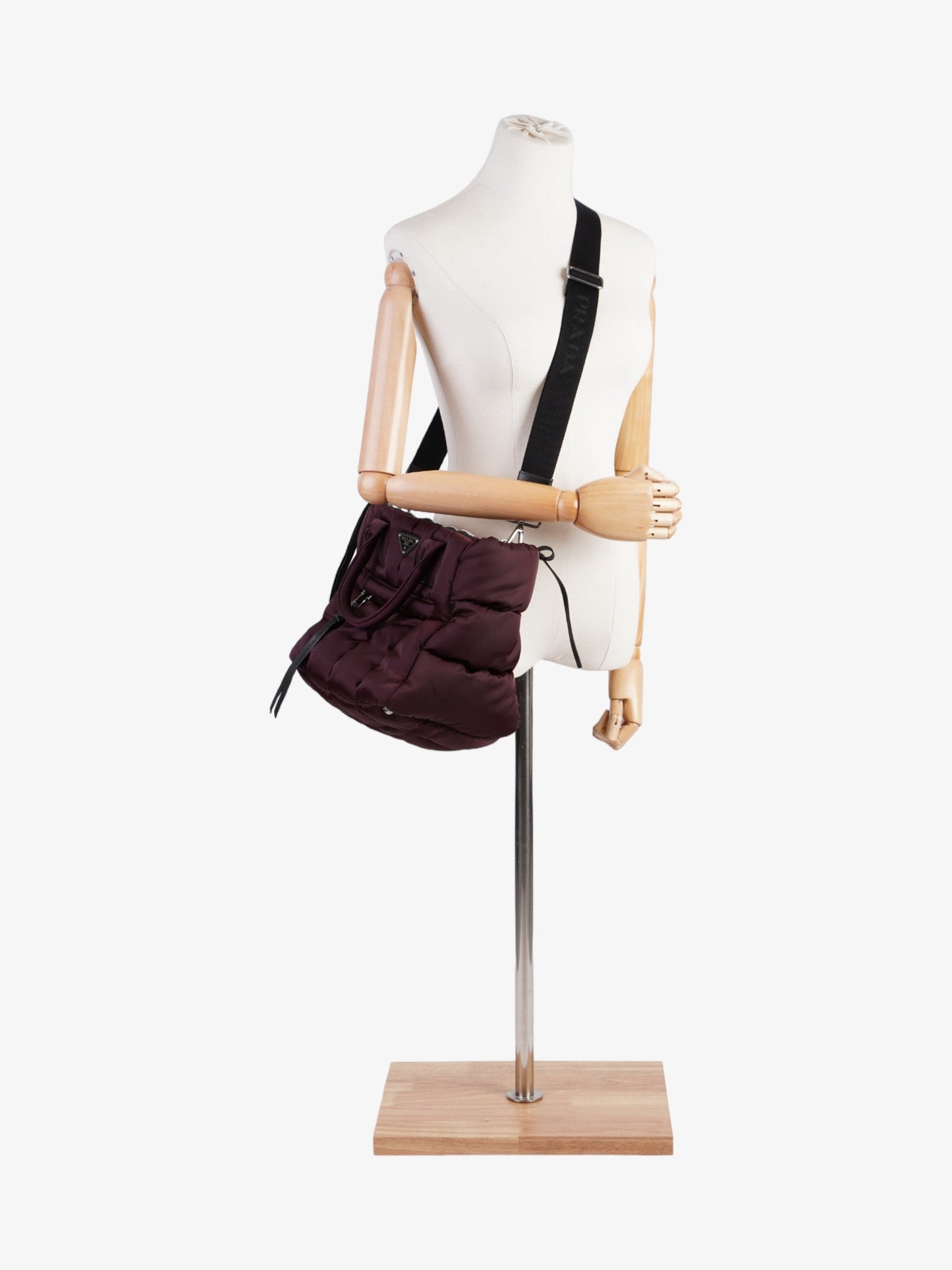 Prada Puffer Tote Burgundy Re Nylon Shoulder Bag