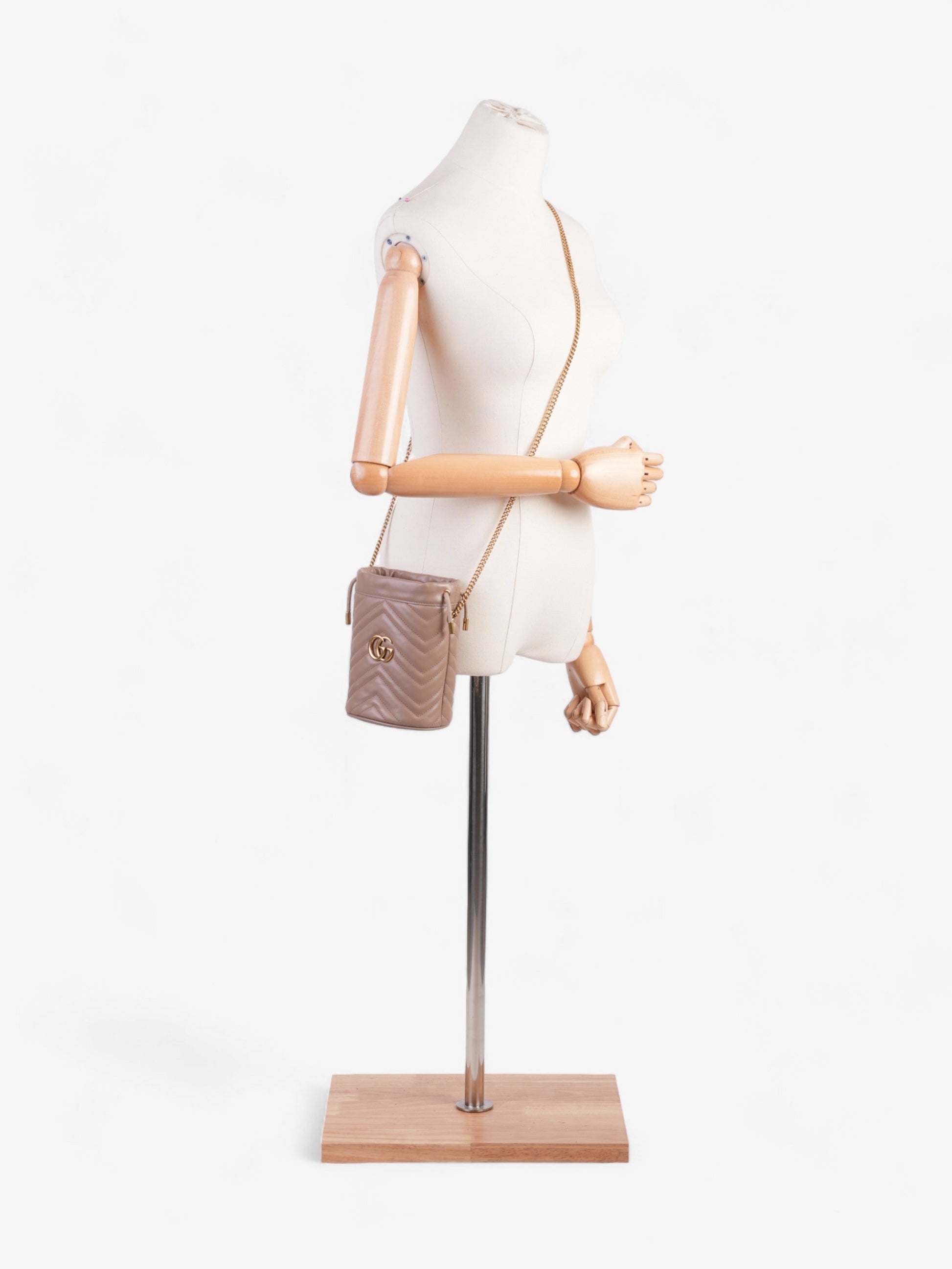 Gucci Marmont Bucket Bag Dusty Mini Leather Matelasse Crossbody Bag