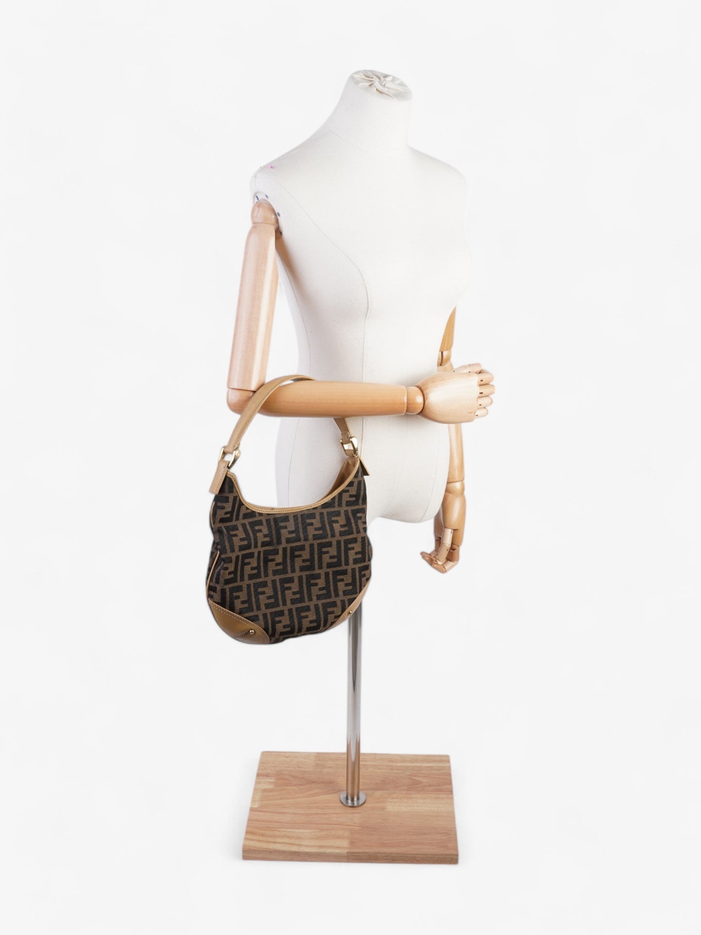 Fendi Zucca Hobo Tobacco Canvas Brown Beige Shoulder Bag