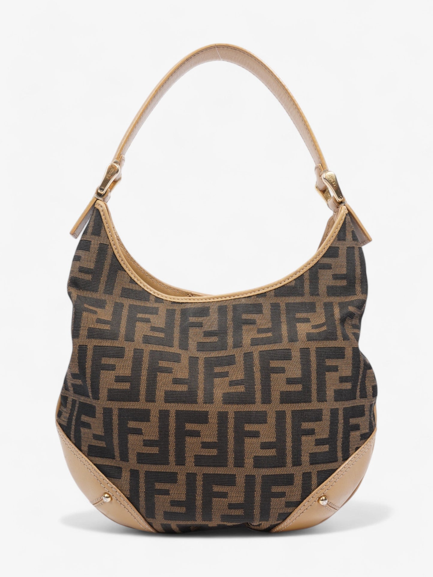 Fendi Zucca Hobo Tobacco Canvas Brown Beige Shoulder Bag
