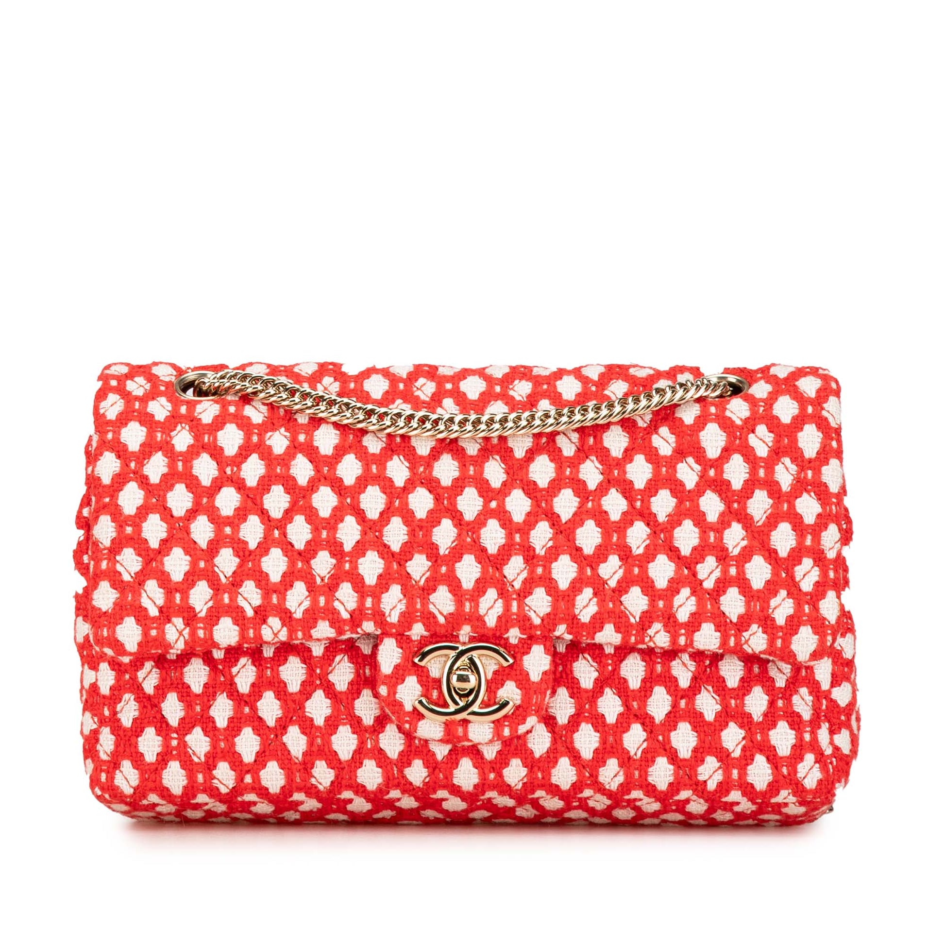 Red Chanel Jumbo Tweed Double Flap Shoulder Bag
