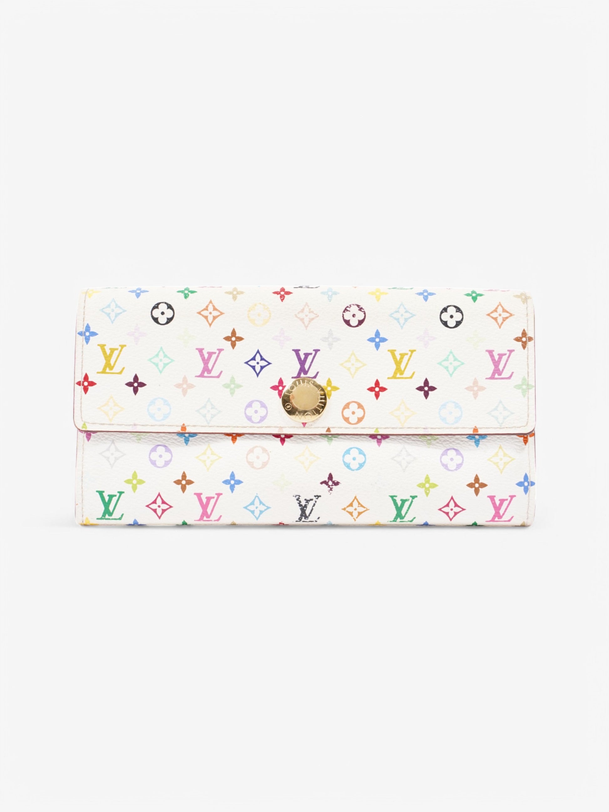 Louis Vuitton Sarah Coated Multicolour White Canvas Coated Canvas Wallet Case