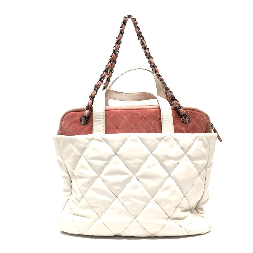 Chanel suede CC COCO Mark Portobello Matelasse White Leather Shoulder Bag