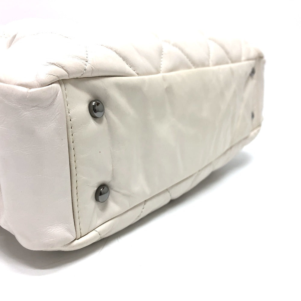 Chanel suede CC COCO Mark Portobello Matelasse White Leather Shoulder Bag