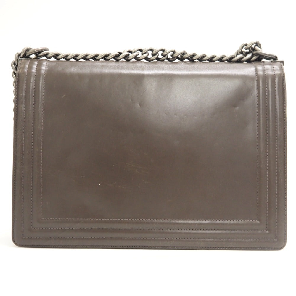 CHANEL Shoulder Bag leather gray ChainShoulder COCO Mark Boy chanel Women  