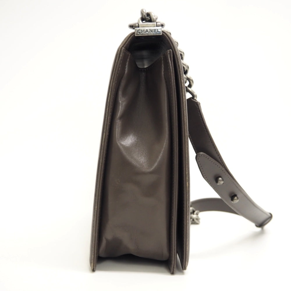 CHANEL Shoulder Bag leather gray ChainShoulder COCO Mark Boy chanel Women  