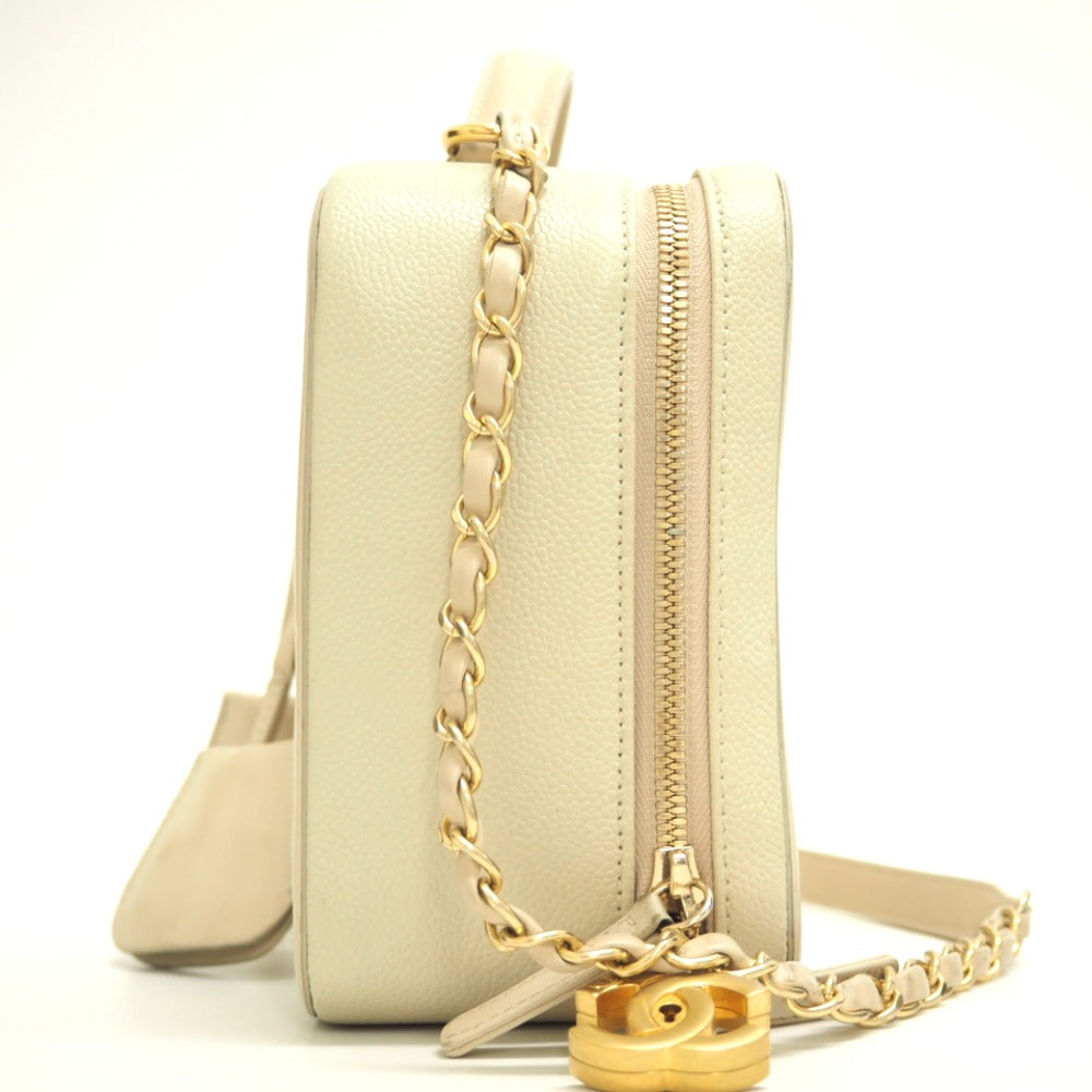 Chanel Matt caviar skin CC filigree vanity Beige Shoulder Bag